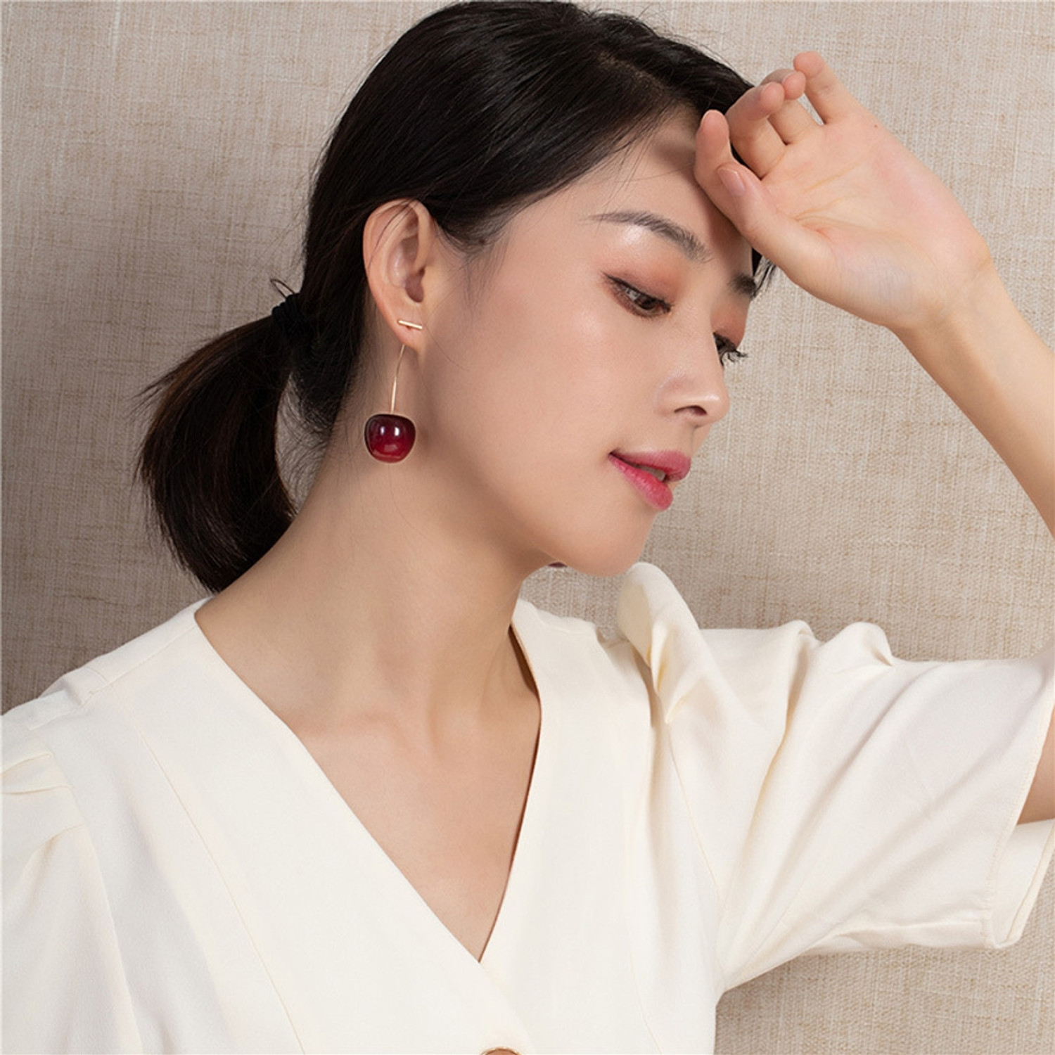 Image of AdviteeyPearls New Arrival Cherry Earrings For Women Alloy Drops & Danglers