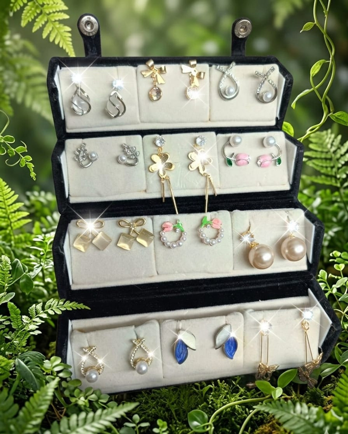 Image of DVISH Earing for women (with Vanity Box), 12 Pairs of earrings(Random Design) Alloy Drops & Danglers