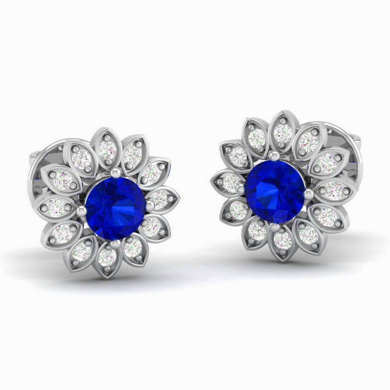 Akshat Sapphire Sterling Silver (92.5% Purity) Precious Stud Earrings With Cubic Zirconia (AD) Cubic Zirconia Sterling Silver Stud Earring