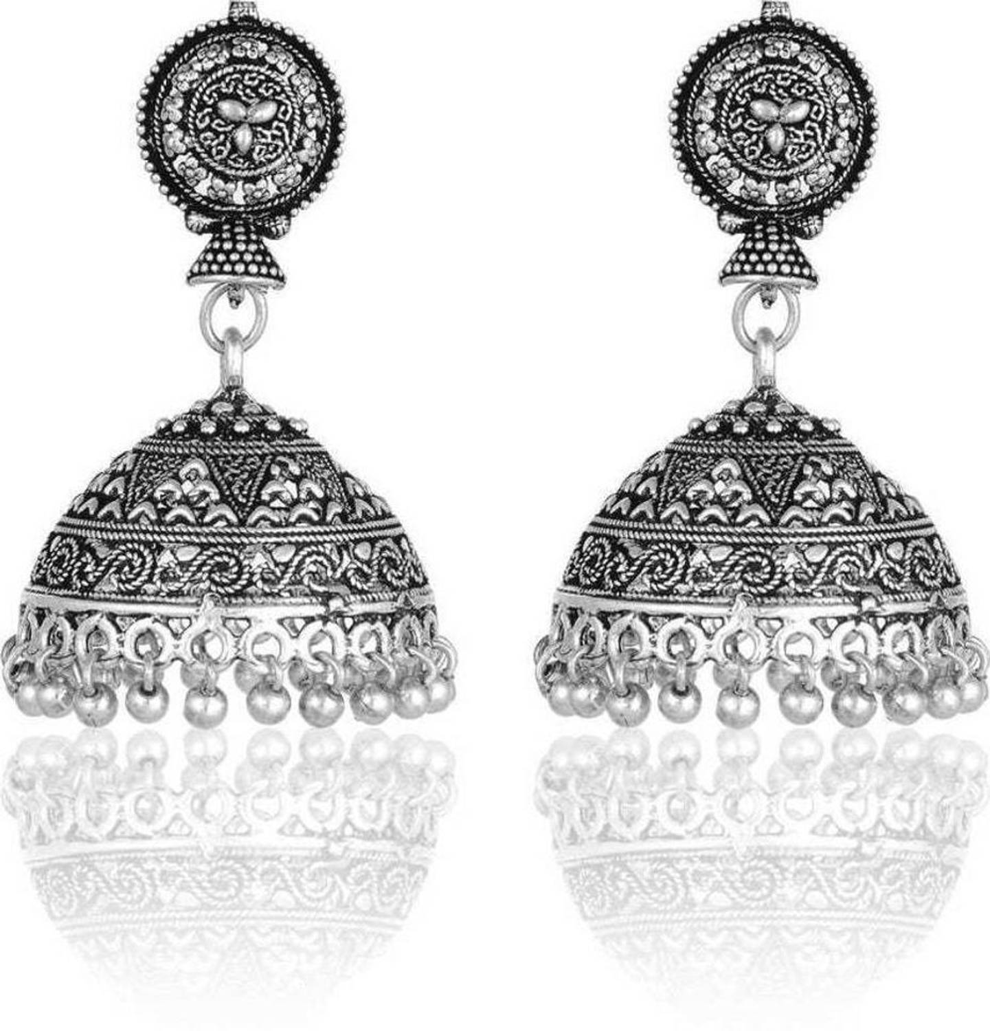 ANAMIKA Oxidised Silver Plated Jhumka Earrings for Women and Girs Brass Jhumki Earring
