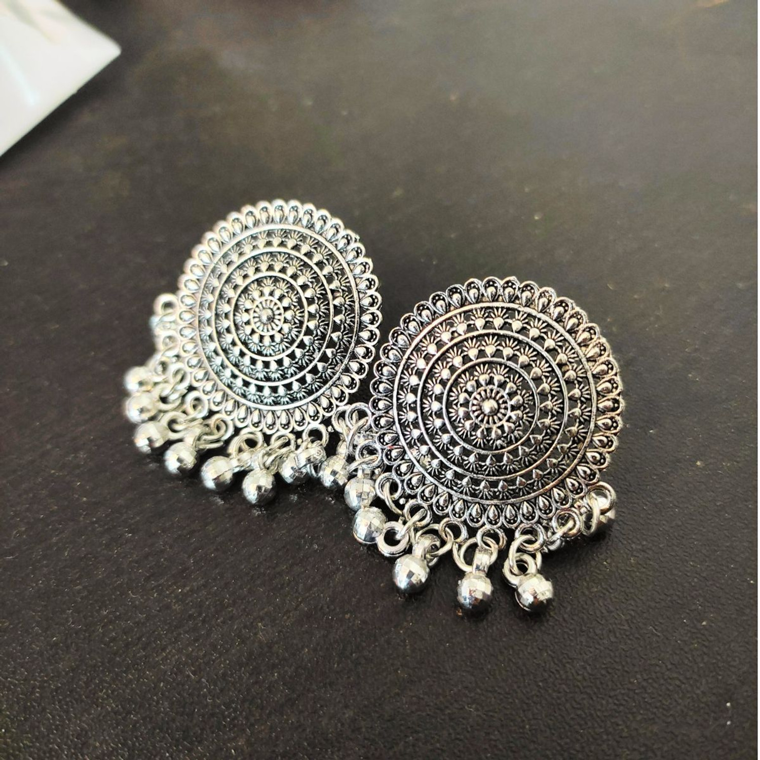 Image of MM Jewels 4 Pair Silver Oxidised Earring Set For women, Girls For wedding , Gift Alloy Jhumki Earring, Drops & Danglers, Earring Set, Stud Earring