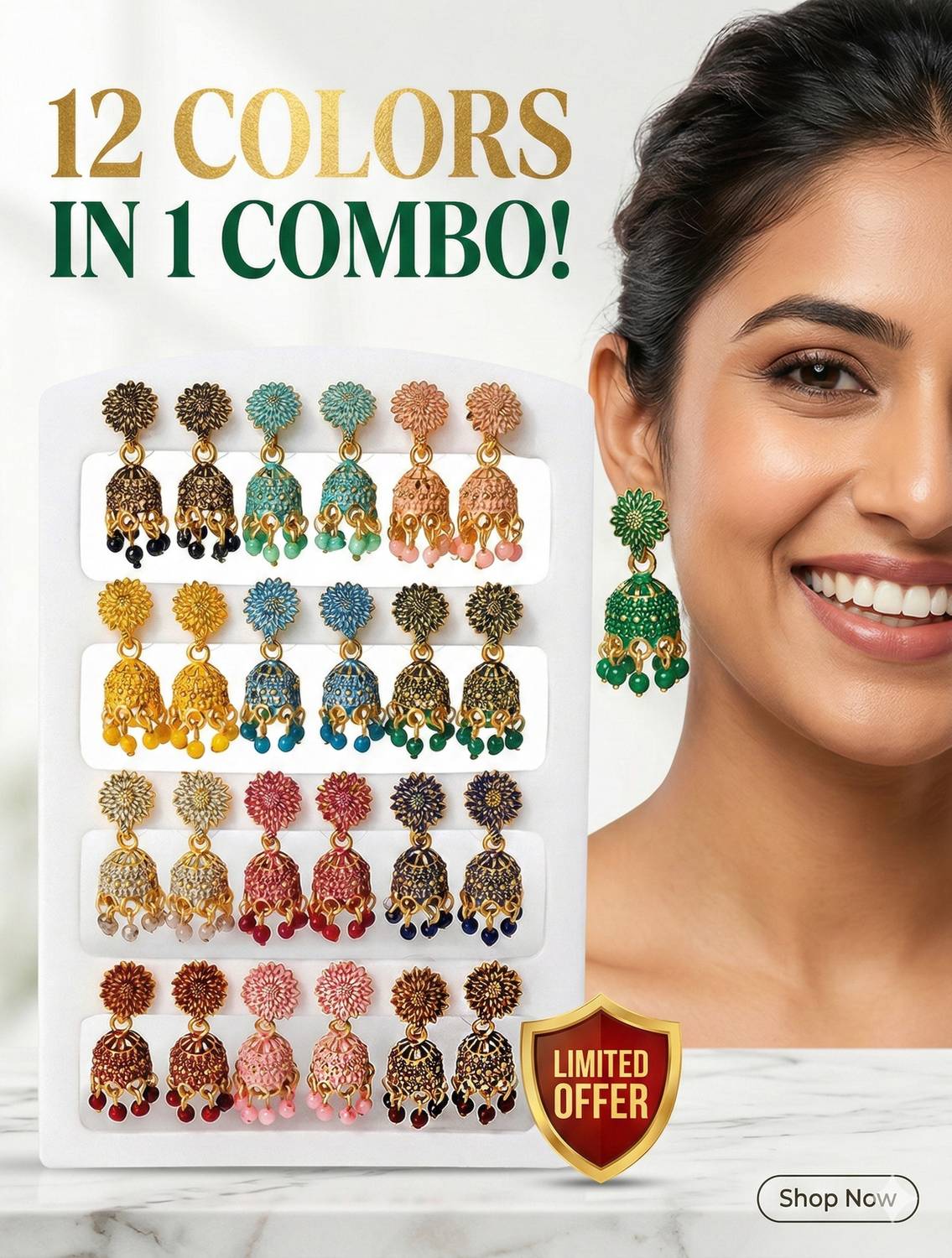APR Creation Jhumki Earrings Combo Pack of 12 - Image 5