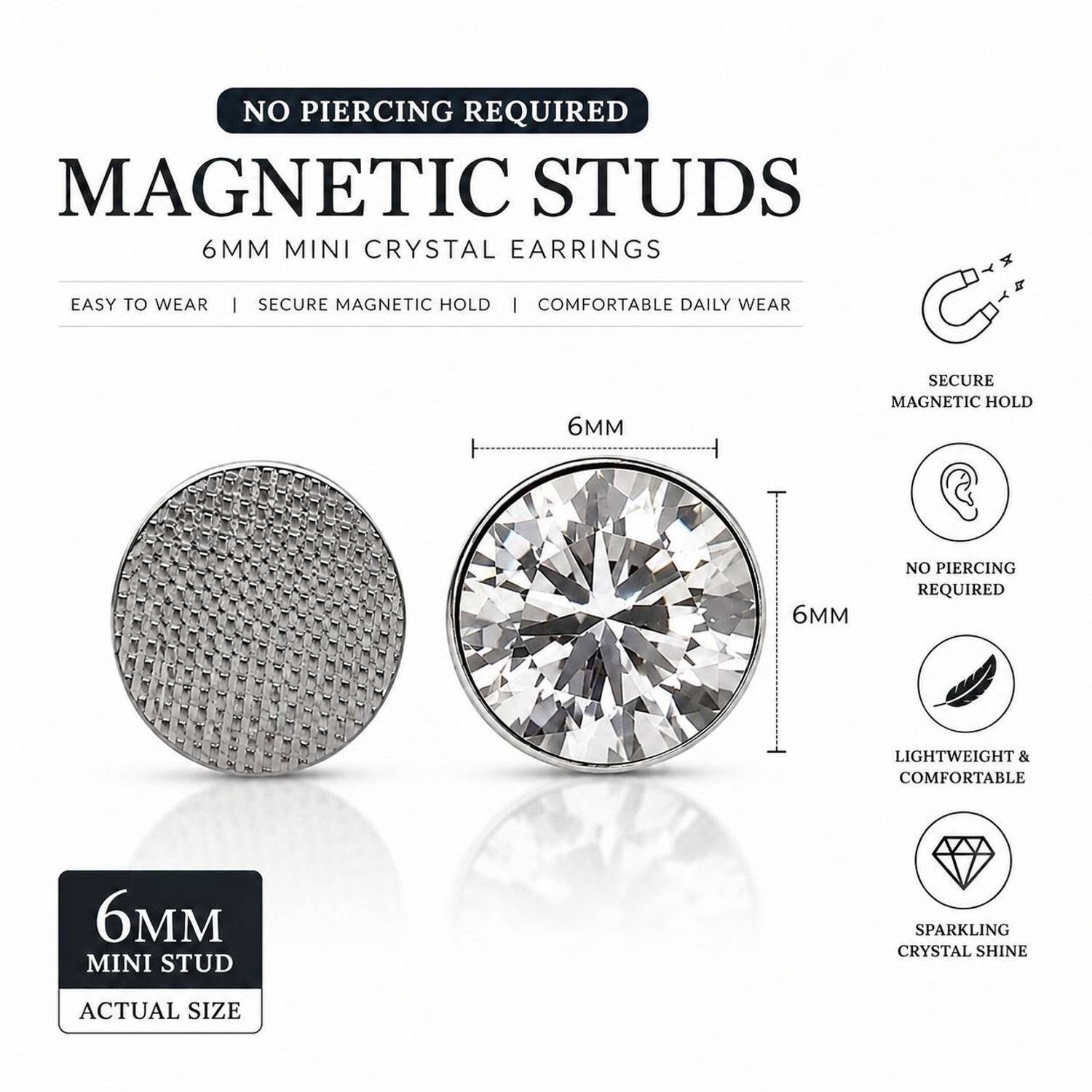 Sovrika Men's Magnetic Bali Earring Clip On Steel Crystal - Image 2
