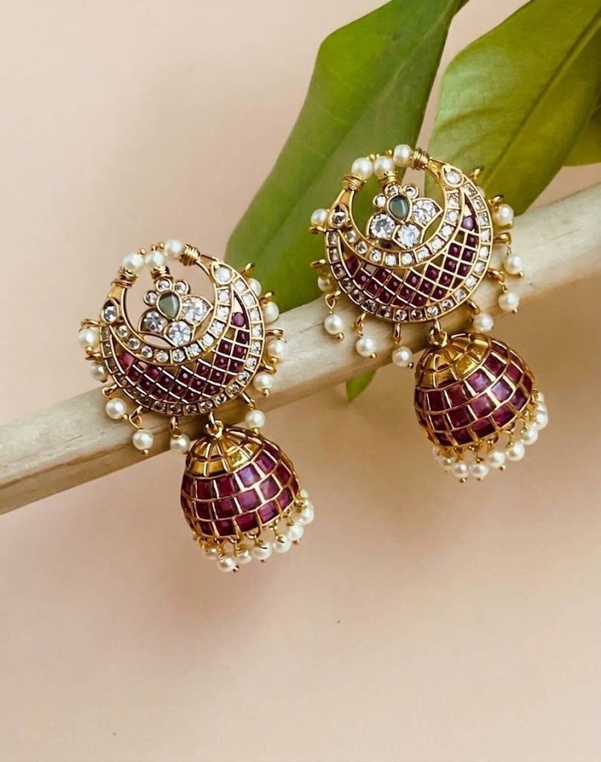 Ajrang Chandbali butta kemp earrings Cubic Zirconia Alloy Chandbali Earring