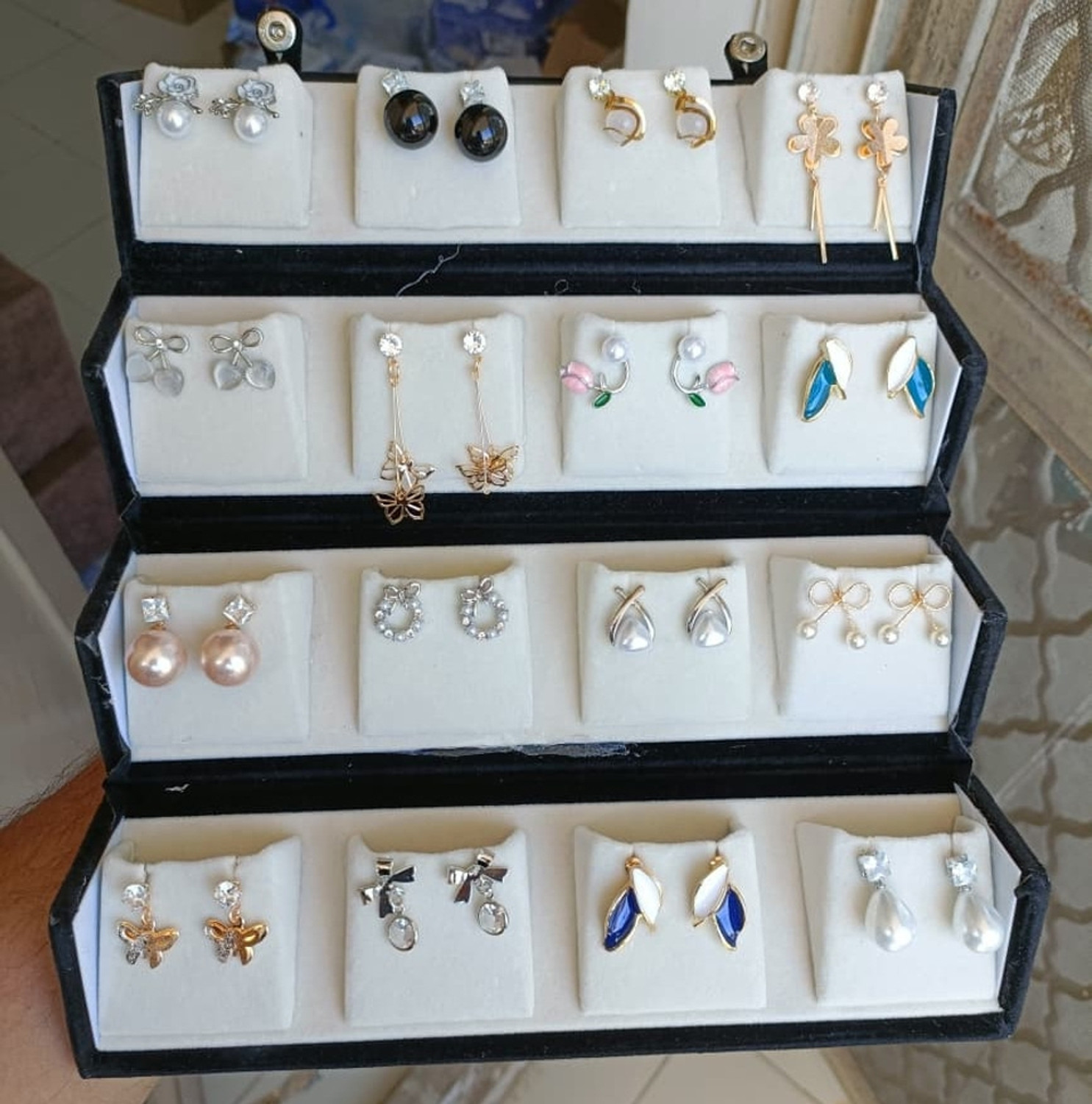 Image of ELITEKRTZ Trending 16 pair earring box with KOREAN EARRINGS Alloy Jhumki Earring
