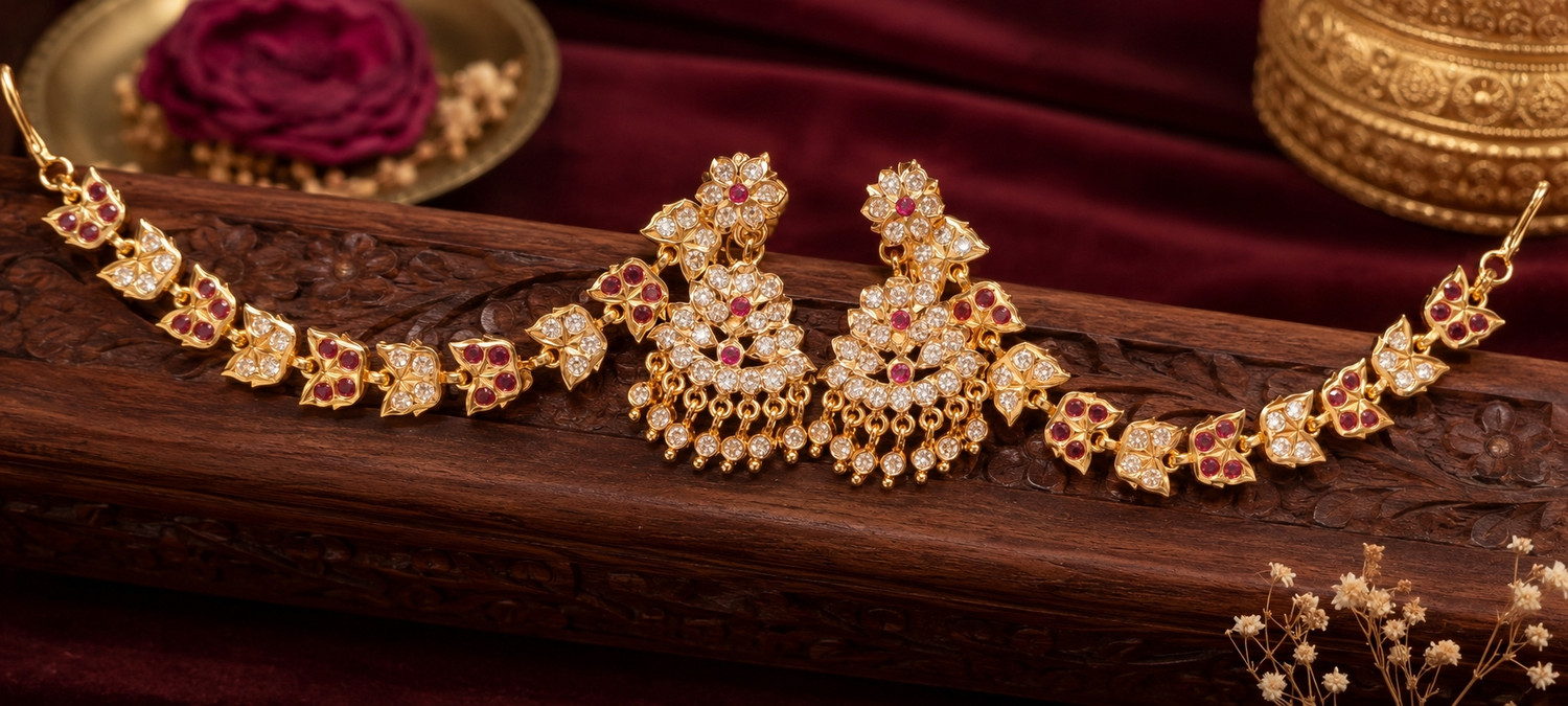 Image of jumkha White stone Earrings set 0.1 Brass Stud Earring, Cuff Earring, Earring Set, Jhumki Earring