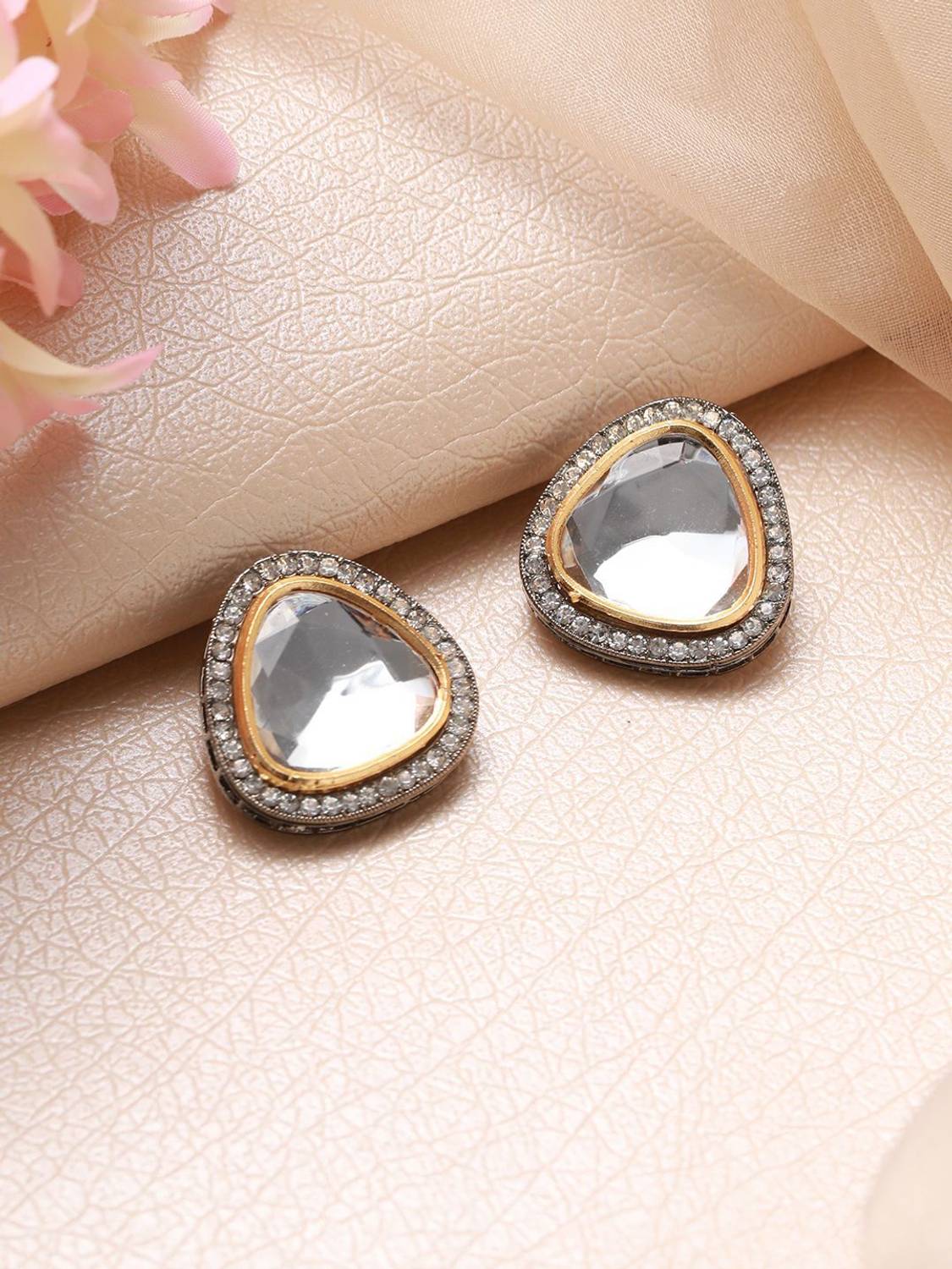 AATMANA Rose-Gold Plated AD Stone Studed Stud Earrings Diamond Brass Stud Earring