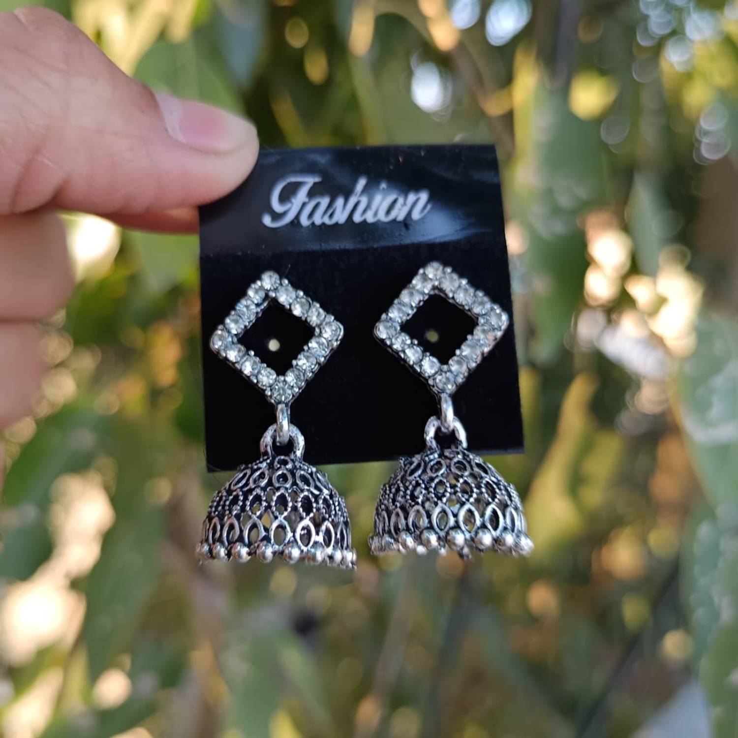 JV CREATION Designer Jhumki Silver Earrings Set - Image 4