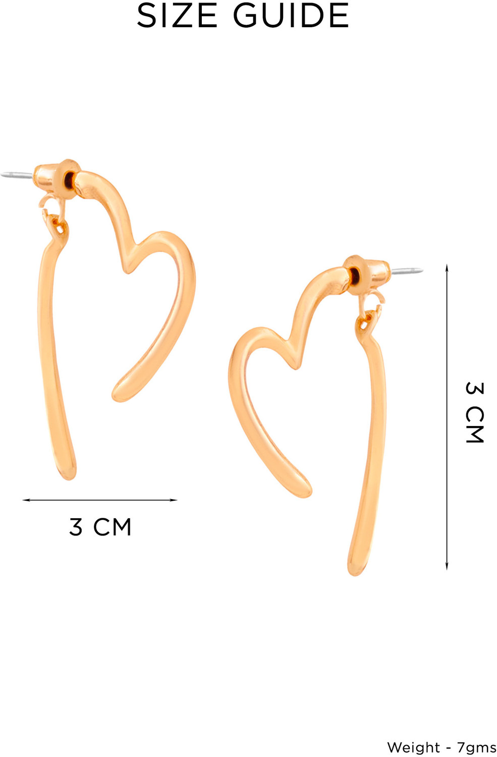 Image of YELLOW CHIMES Golden Heart Shaped Drop Earrings | Western Style Women Earrings Metal Hoop Earring