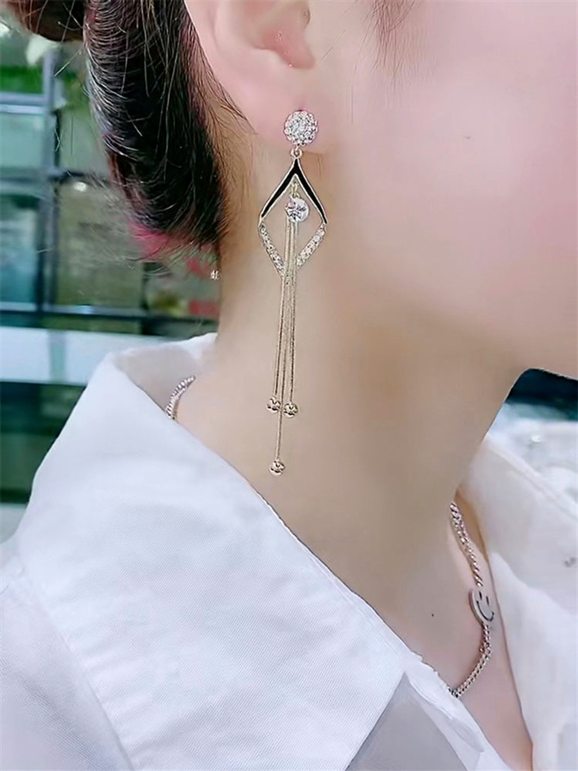 Image of Celestique Celestique Korean Fashion Earrings for Women Trendy Fashion Alloy Drops & Danglers