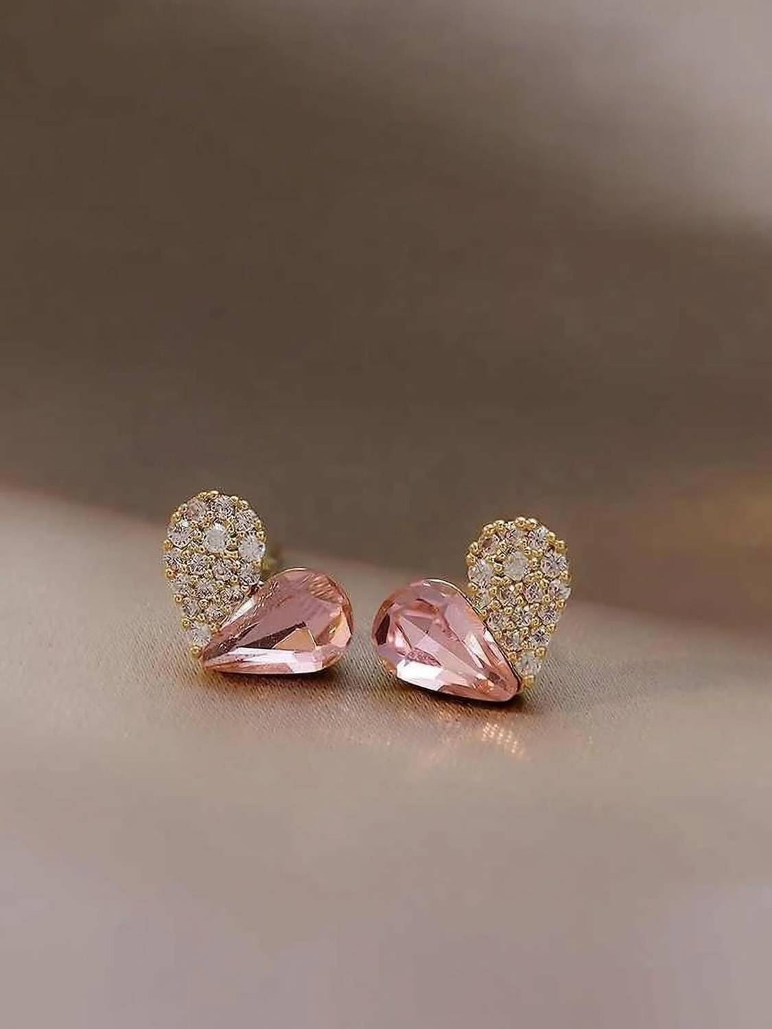 ADORNITY Elegant Crystal Stud Earrings for Women – Sparkling Party Wear Ear Tops Cubic Zirconia Alloy Stud Earring