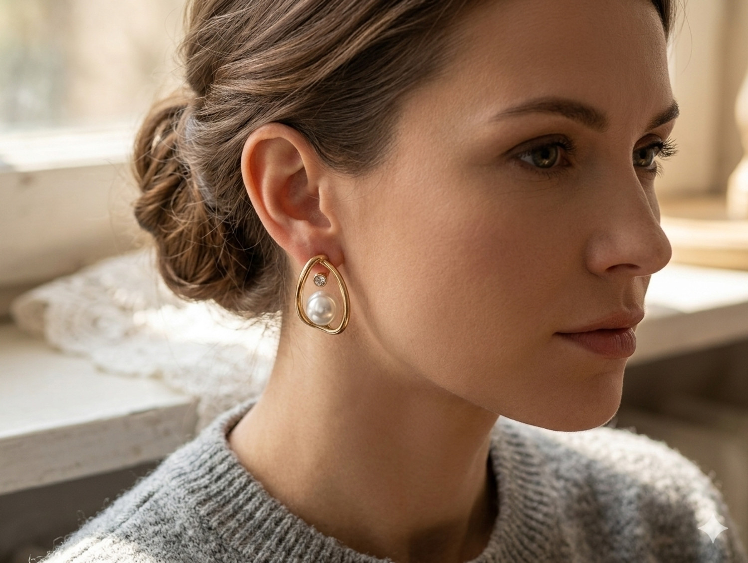 Image of Tanishq Tanishq Golden Earrings Stainless Steel Stud Earring, Drops & Danglers, Hoop Earring, Earring Set