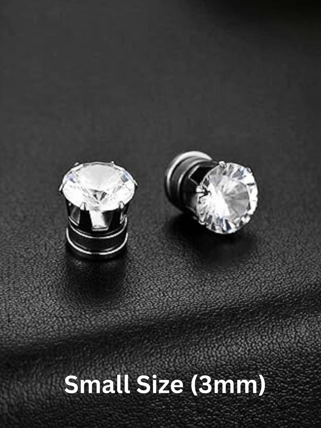 ABC Silver Magnetic Cubic Zirconia Stainless Steel Stud Earring
