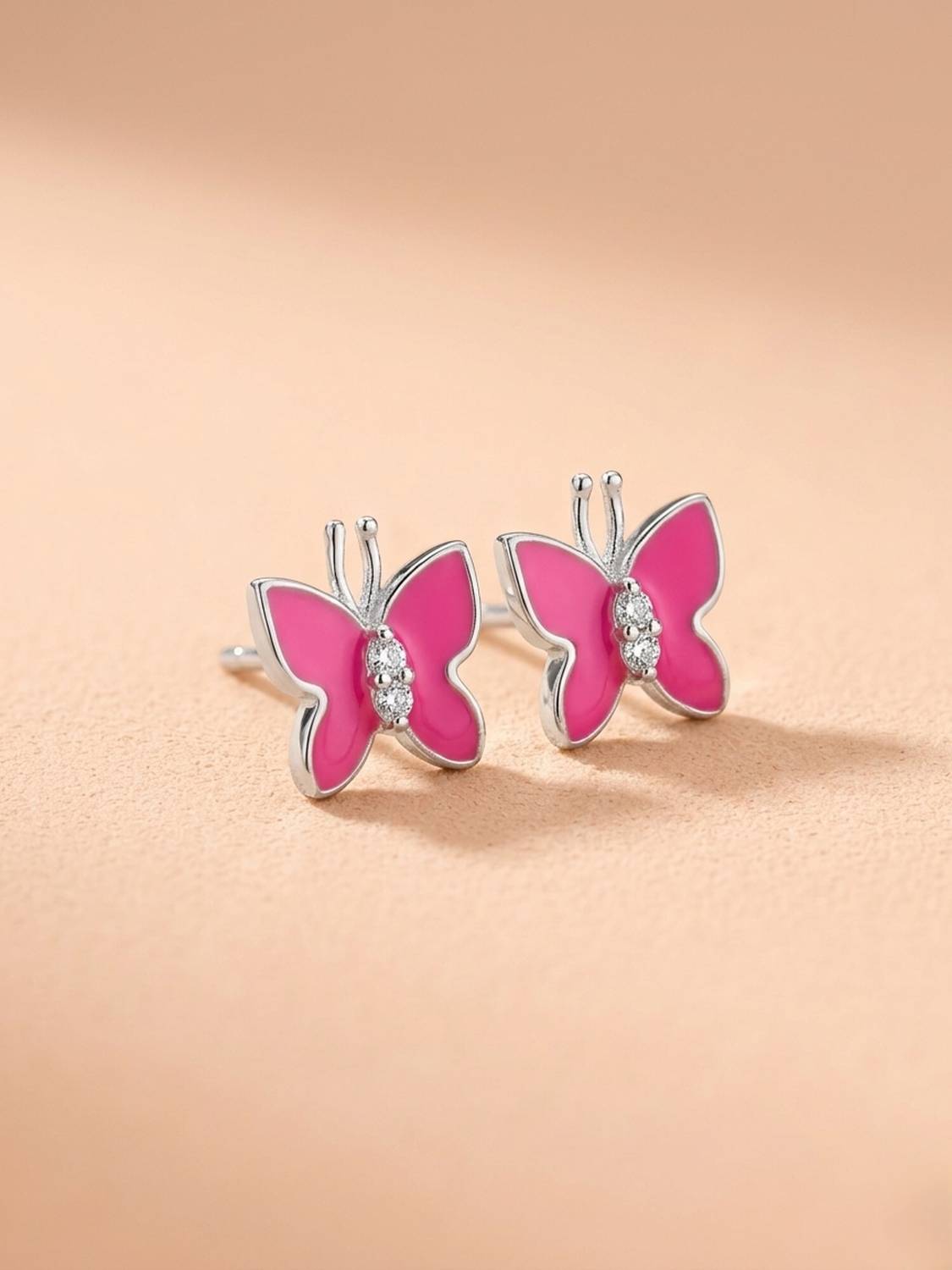 925 SILLER 925 Pure Silver Butterfly Stud Earrings Sterling Silver Stud Earring