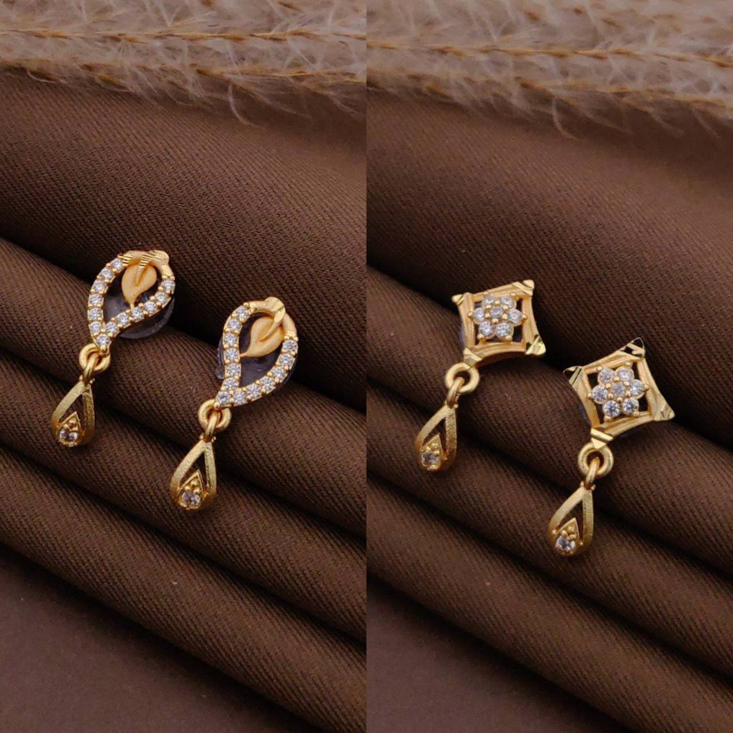 bhanu diam Bestseller Earrings Diamond Brass Stud Earring