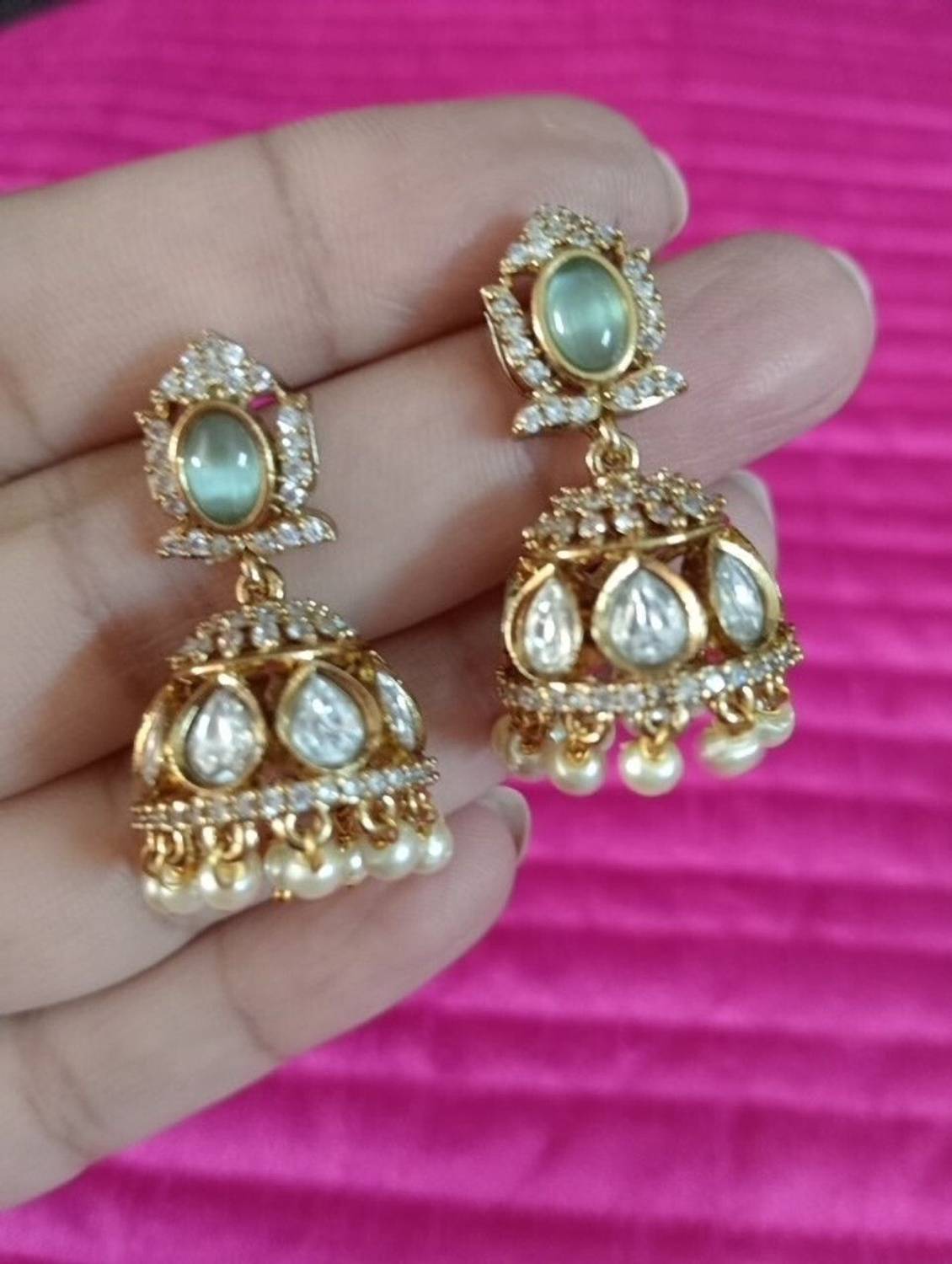 BlingNation Brass Jhumki Earring Set - Image 3