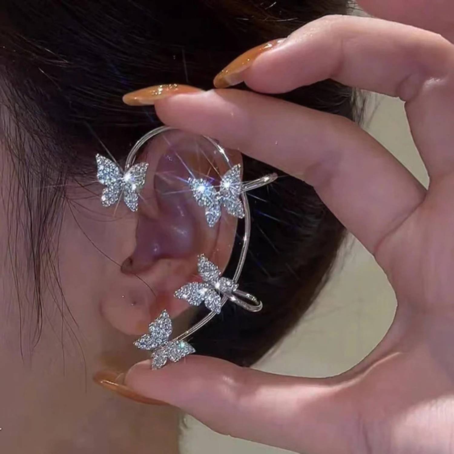 Vembley Korean Silver Butterfly Ear Climber Ear Cuff For Women/Girls Alloy Cuff Earring
