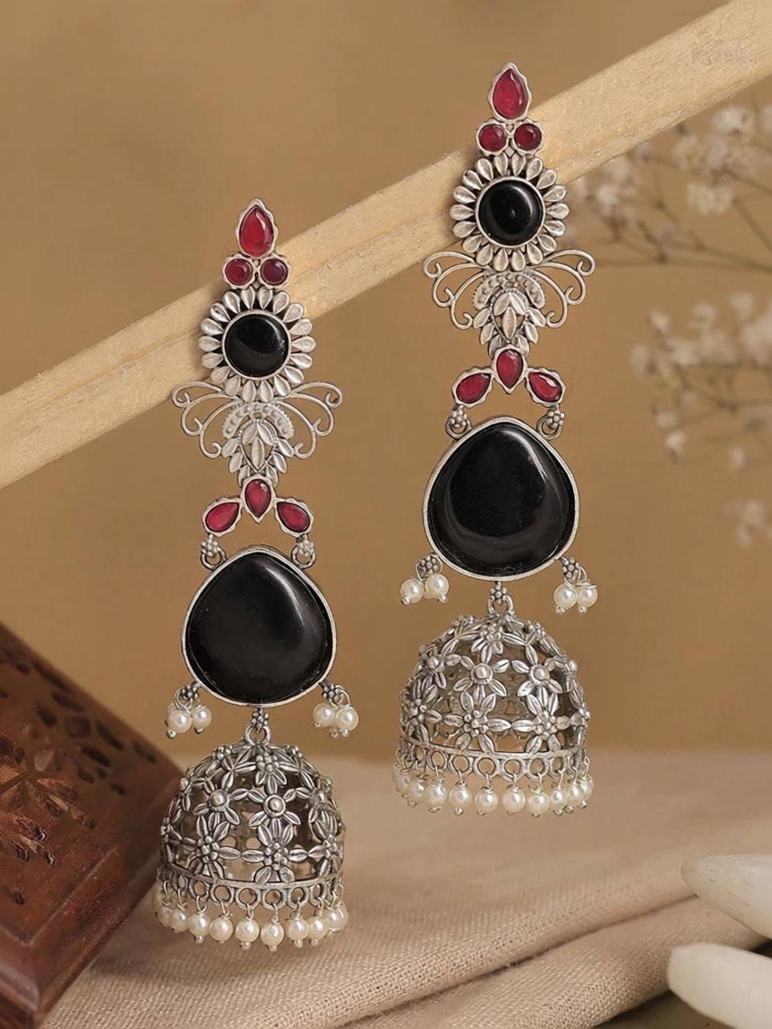 AKENTRPRISE LOG EARRINGS Agate Alloy Jhumki Earring, Drops & Danglers