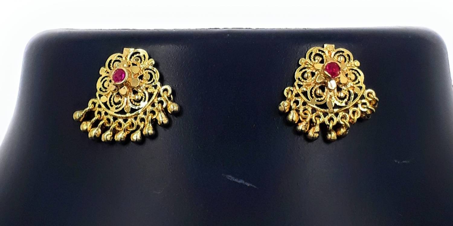Anujeet Fashion Hub Gold Plated Covering 5 metal Impon Plain Dangler Earrings For Women & Girls Copper Drops & Danglers
