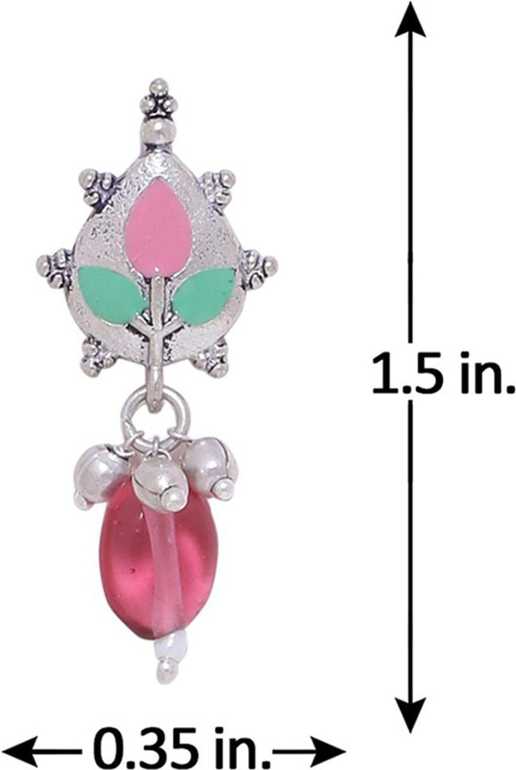 Image of Voylla Bagh E Fiza Colourful Drop Earrings Brass Stud Earring