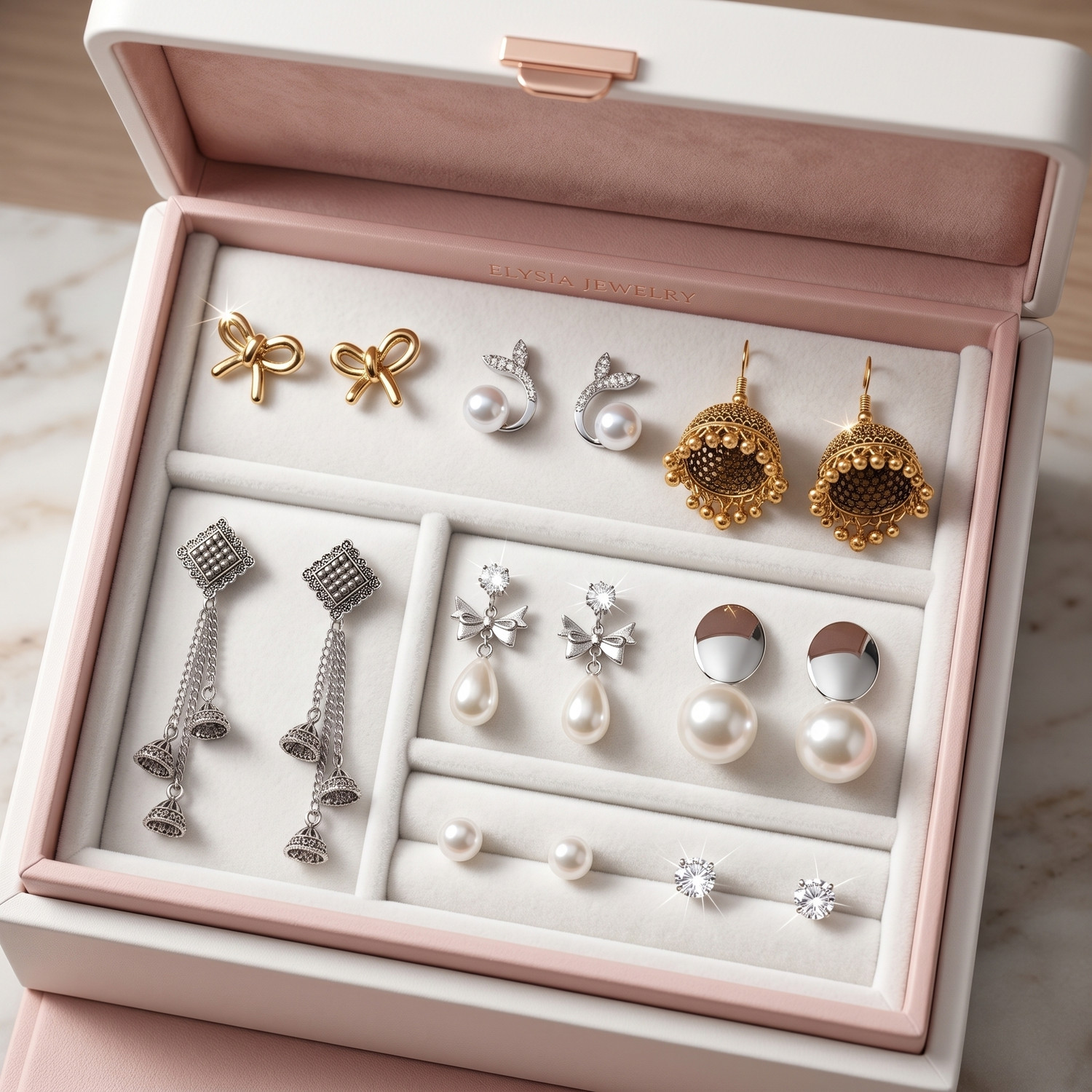 Image of Khattu Store Korean Earrings Combo Set of 8 Best Seller Collection for women and girls Pearl Alloy Stud Earring