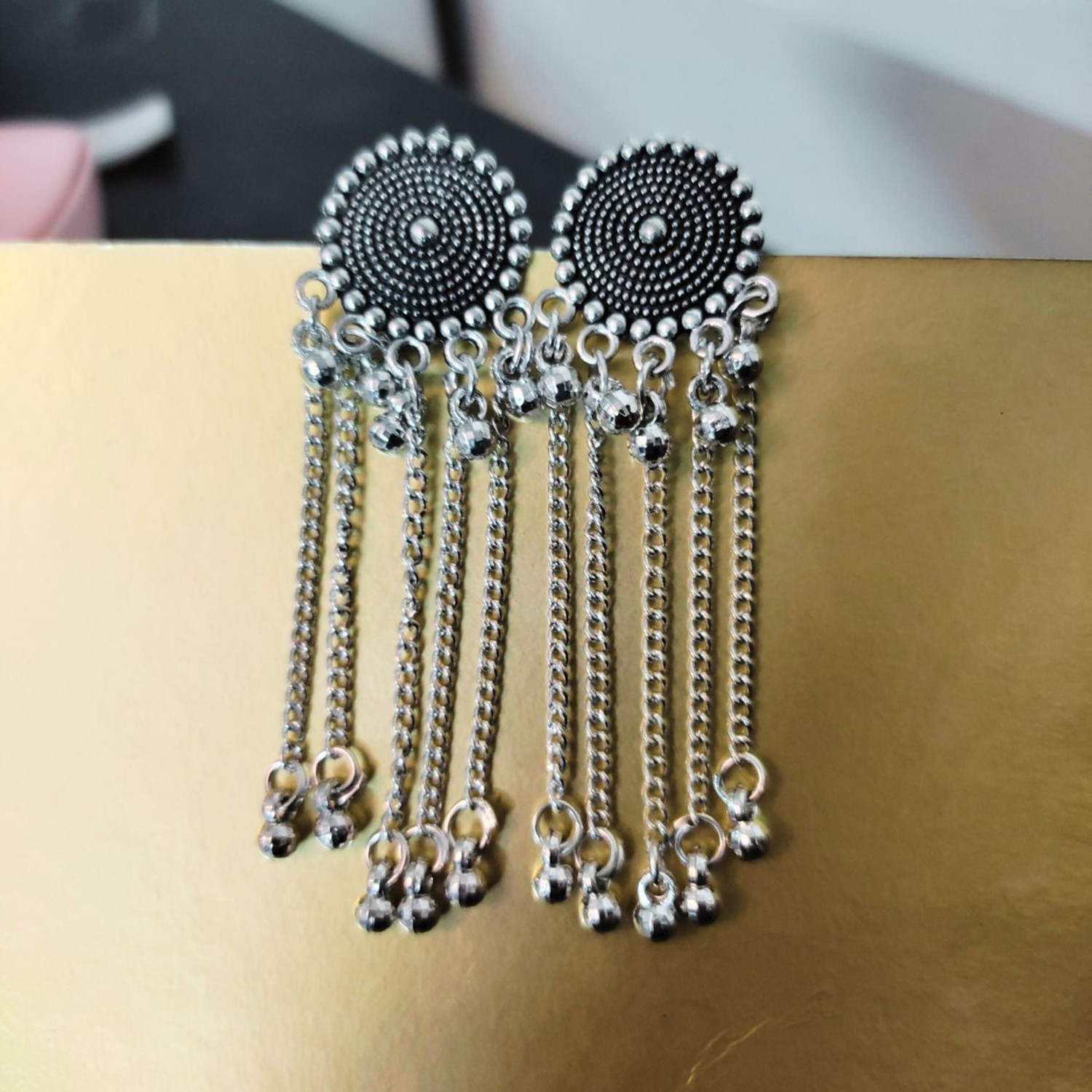 Image of MM Jewels 4 Pair Silver Oxidised Earring Set For women, Girls For wedding , Gift Alloy Jhumki Earring, Drops & Danglers, Earring Set, Stud Earring