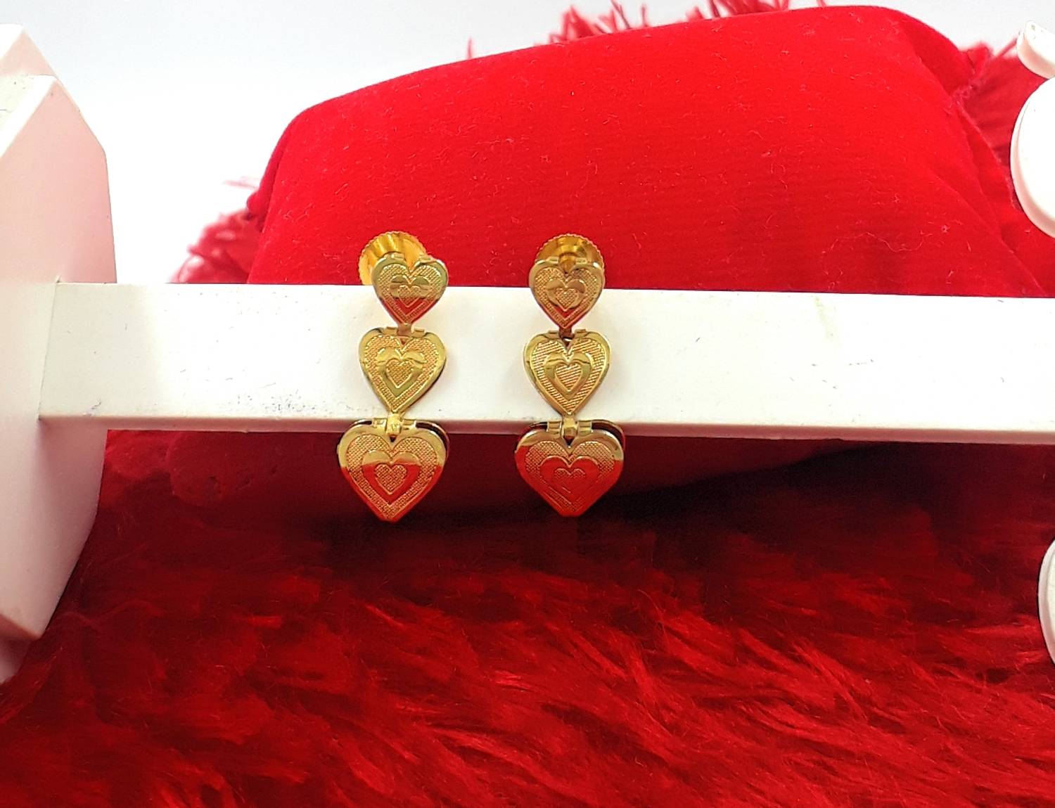 Anujeet Fashion Hub Gold Plated Covering 5 metal Impon Small Heart Earrings For Women & Girls Copper Drops & Danglers