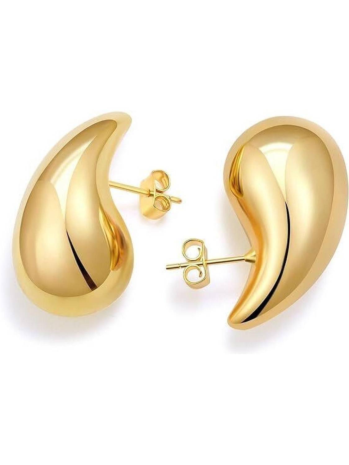EYES BLINGS Chunky Gold Hoop Earrings Tear Drop Statement Trendy Big Thick Stainless Steel Hoop Earring