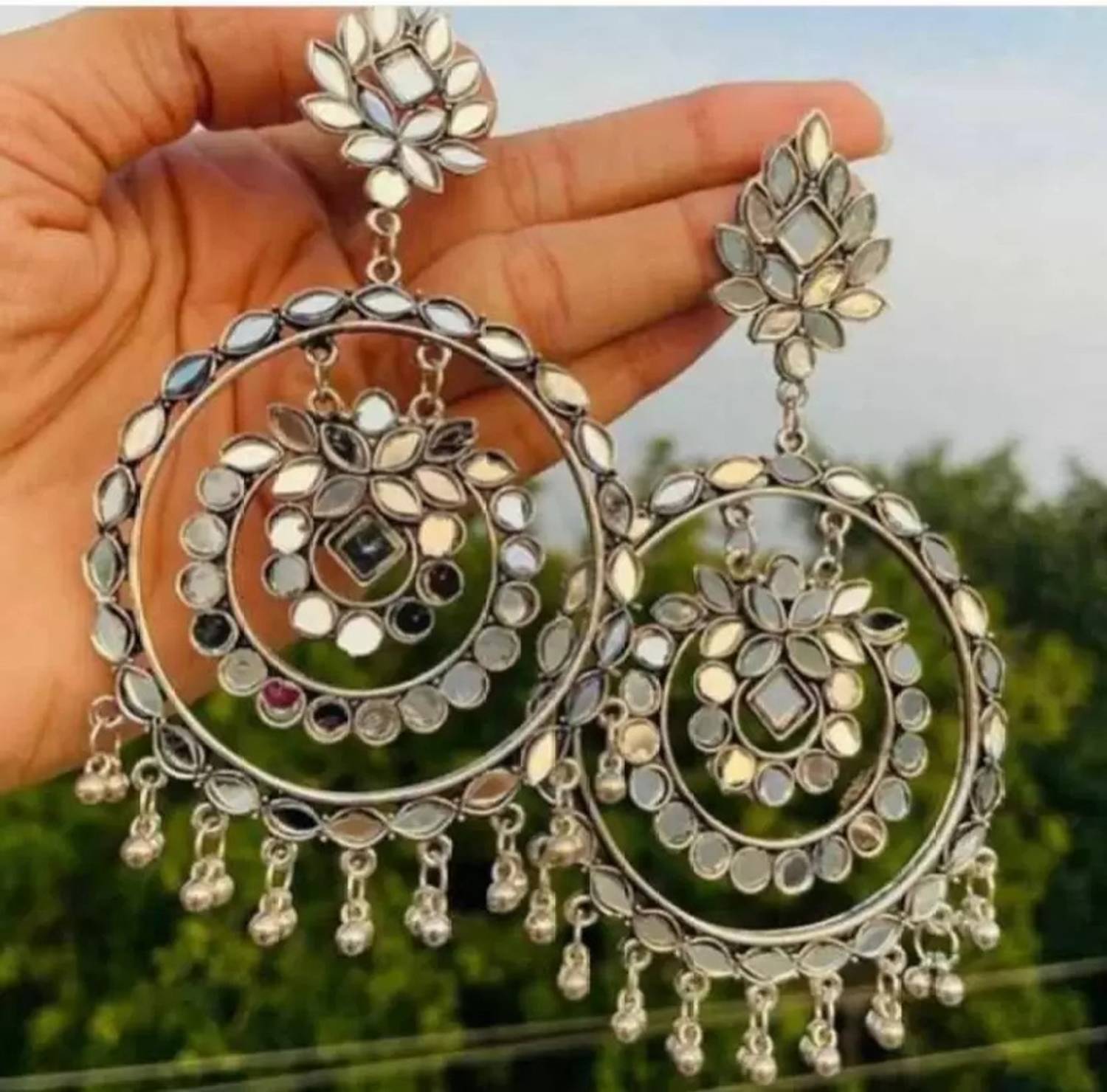 AAMNA Silver Danglers - Earing's Alloy Jhumki Earring