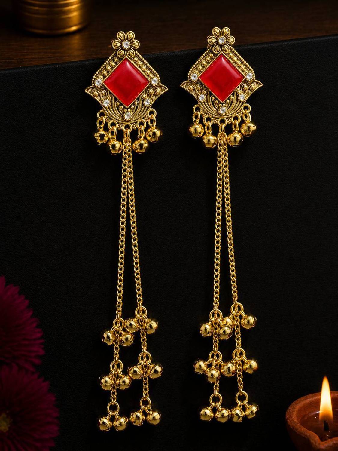 AKENTRPRISE KASHMIRI EARRING Diamond Alloy Drops & Danglers
