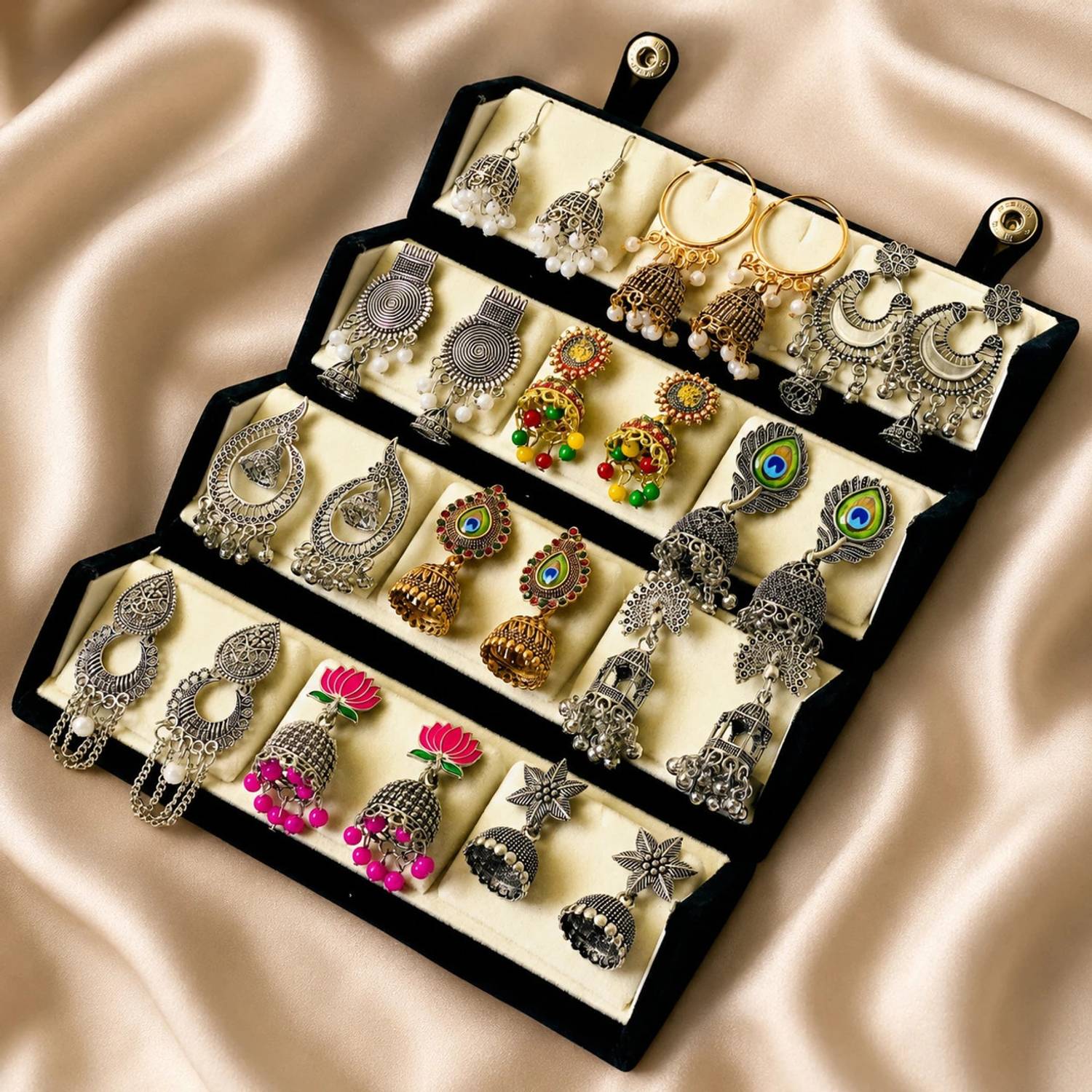 DELIZZA 12 Pair Jhumki Stud Earrings