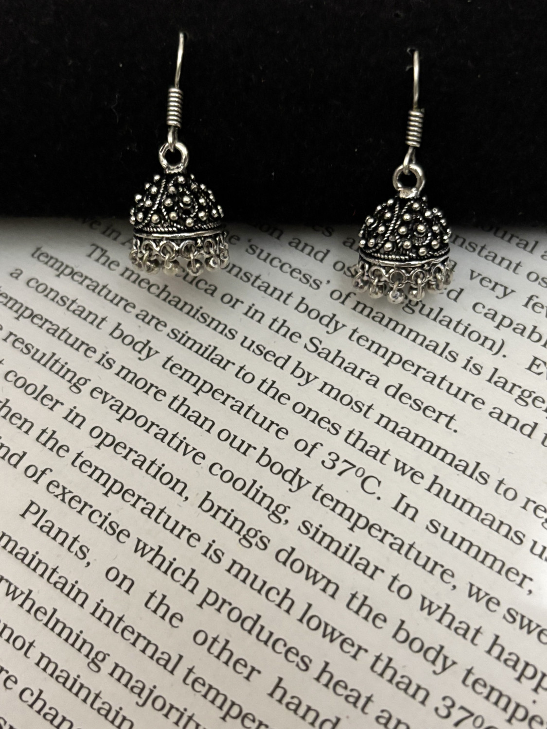 Image of GanPatique Small Oxidised earrings for Girls' and Women's Daily Wear Jhumki. Brass Jhumki Earring