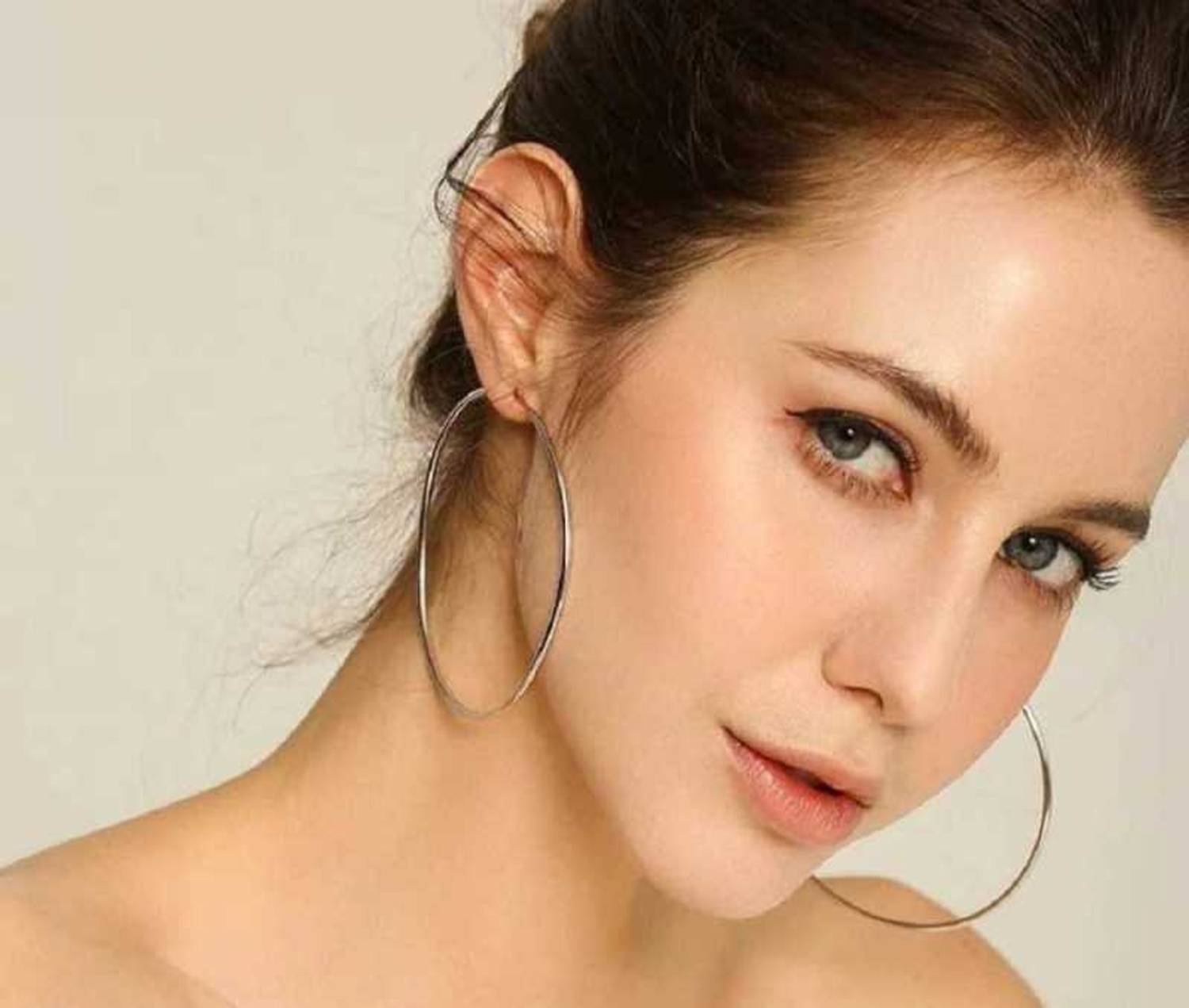 Alphabettm 6.5 cm, Silver Big Hoop / Loop Earring for Girls and Women, Large Circle Earrings Alloy Hoop / Loop Earring Alloy Hoop Earring