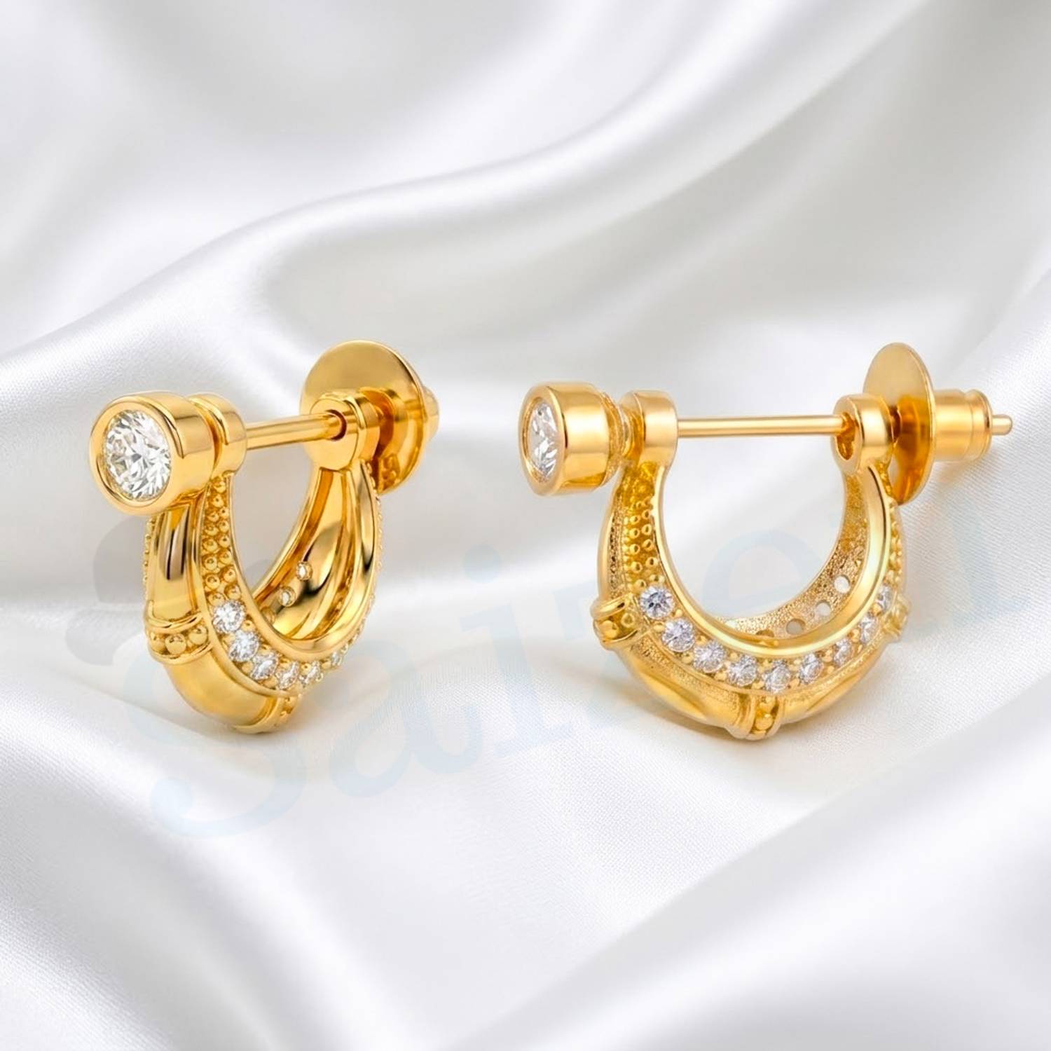 Saizen Men Boys Gold Plated Stud Earrings - Image 1