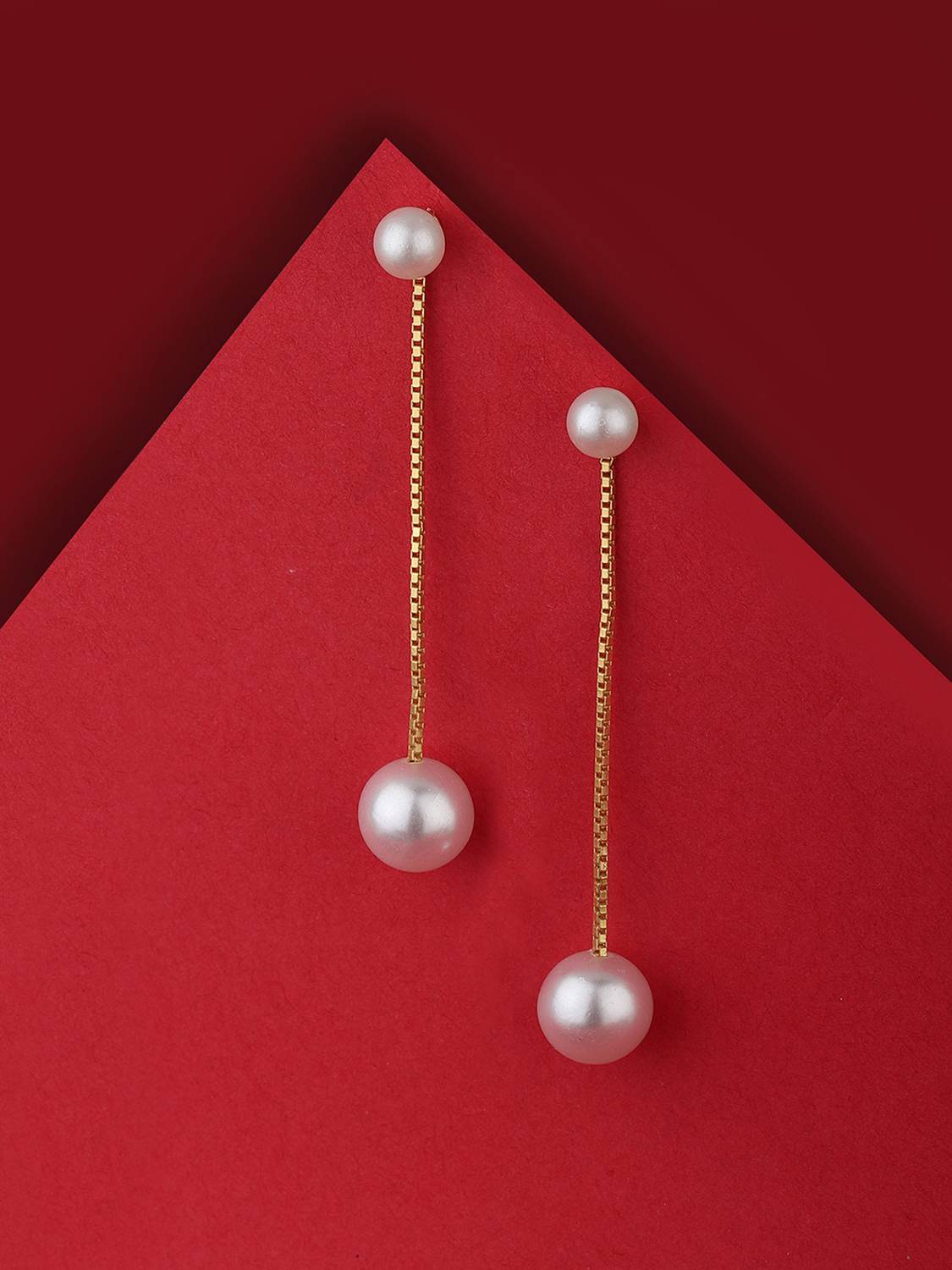 CARLTON LONDON 18kt Gold Plated Pearl Contemporary Drop Earring Pearl Brass Drops & Danglers