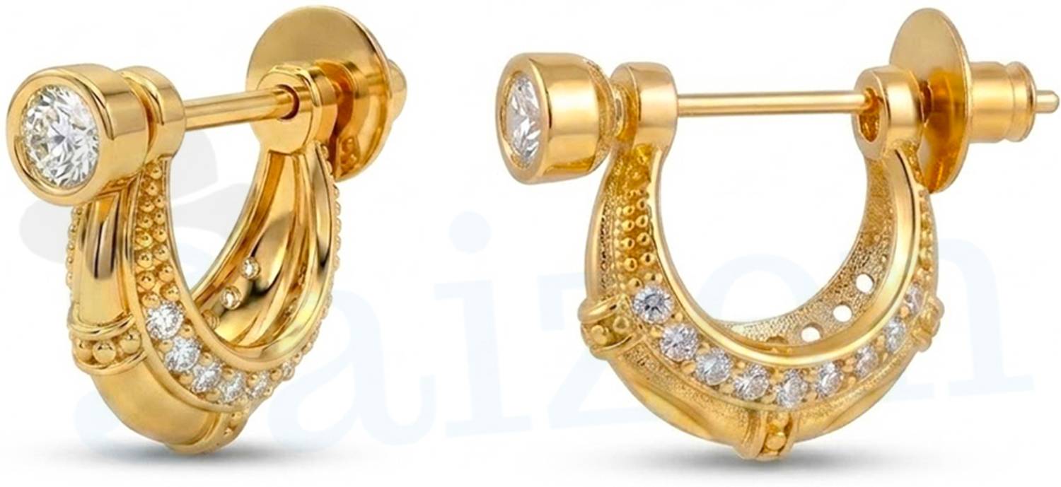 Saizen Men Boys Gold Plated Stud Earrings - Image 4