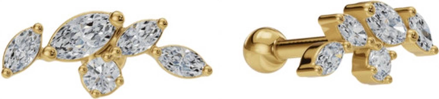 ANUSHKA JAIN JEWELLERY 925 Sterling Silver Petal Stud Earrings 18K Gold Vermeil Cubic Zirconia Sterling Silver Stud Earring
