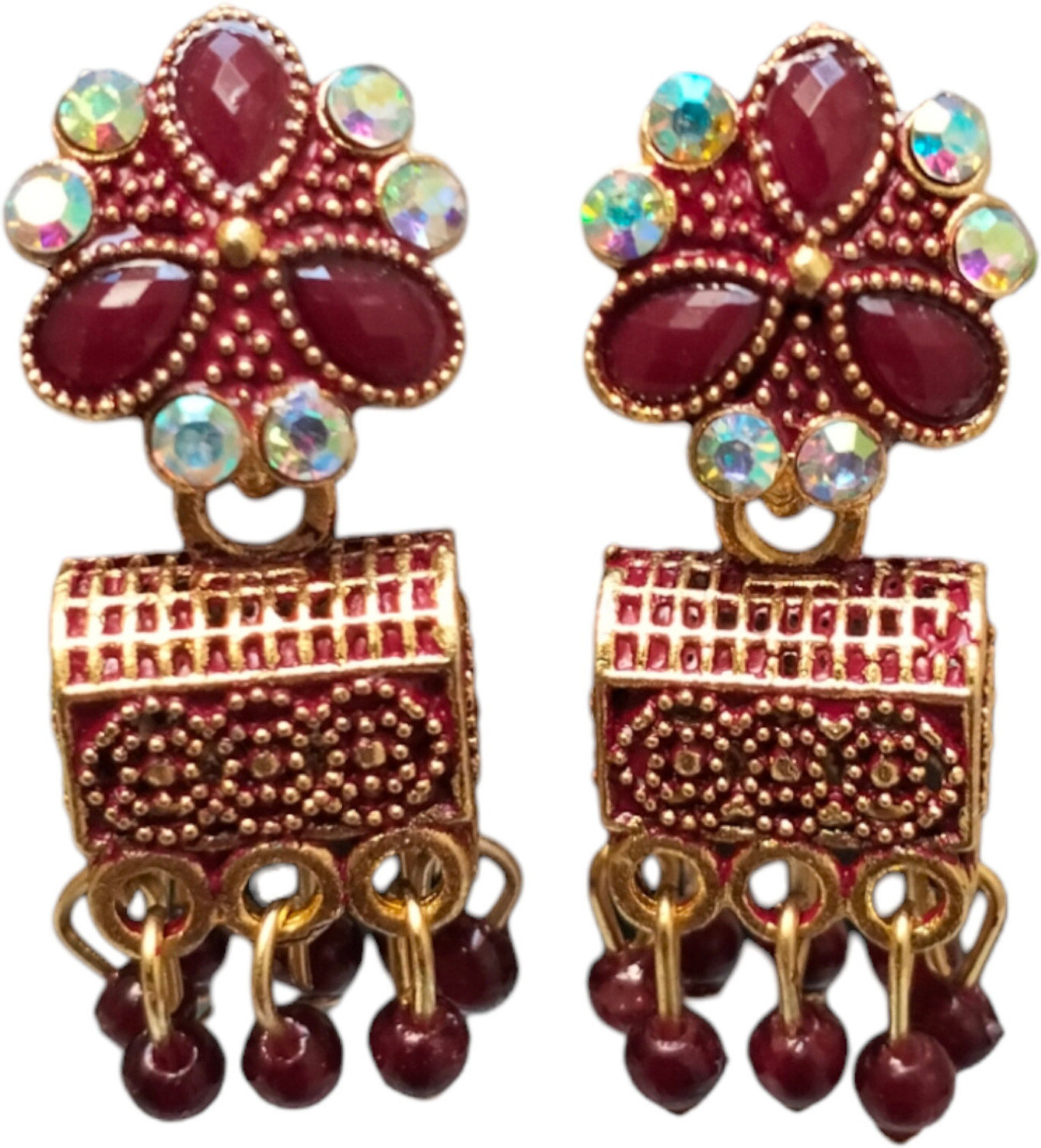 Image of Jiyansh Trading New Fancy Small Earrings Pack Of 12 Pair Cubic Zirconia Alloy Jhumki Earring