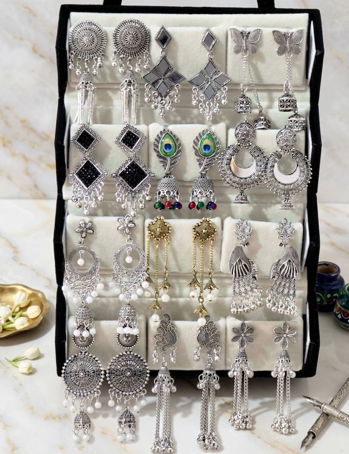 rudrajwels Premium Gift Combo of 12 Earrings Pack of 12