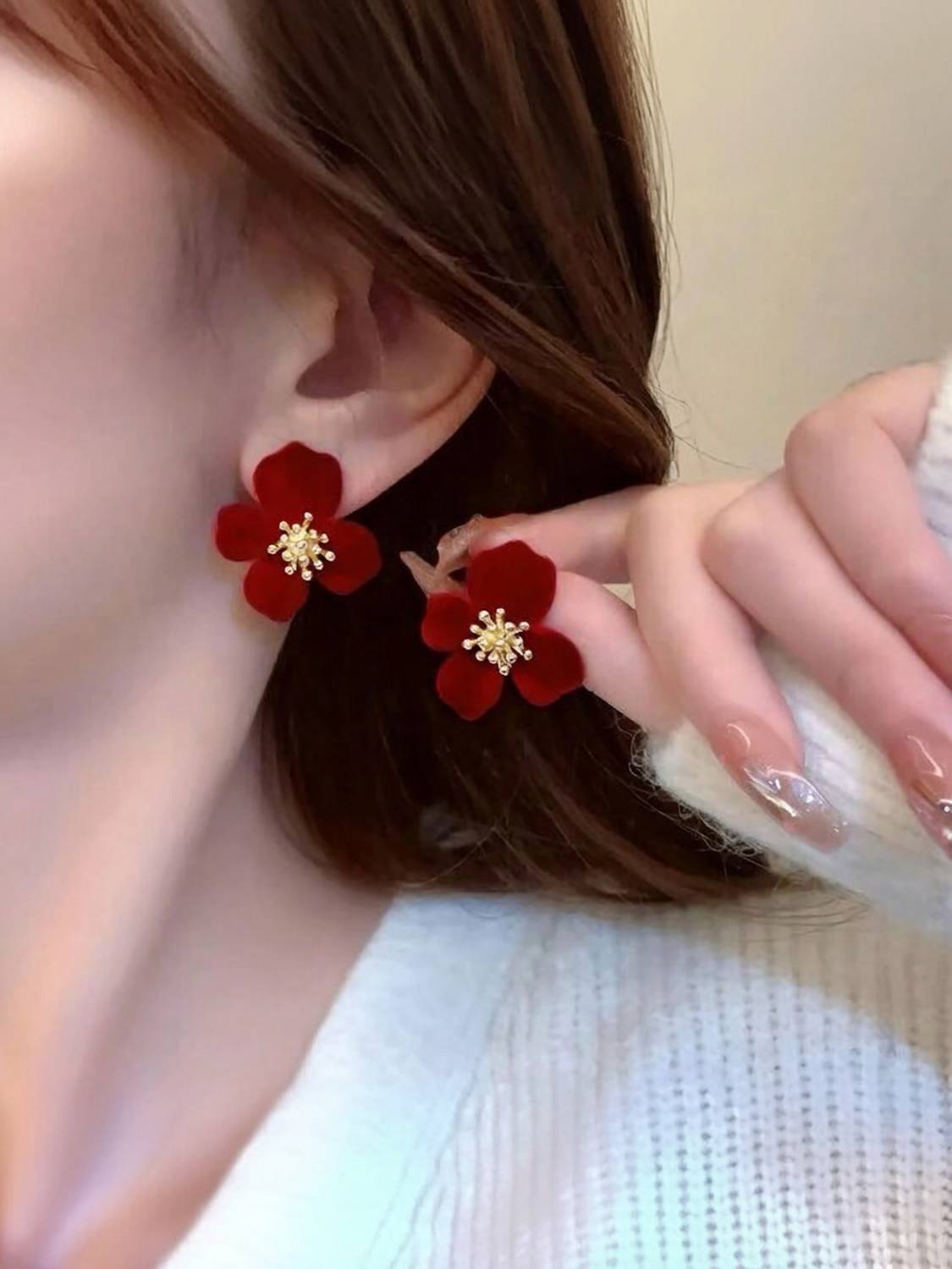 AKISON JEWELS Floral Stud Earrings For Women Girls Korean earring korean jewelry Trendy Alloy Earring Set, Stud Earring