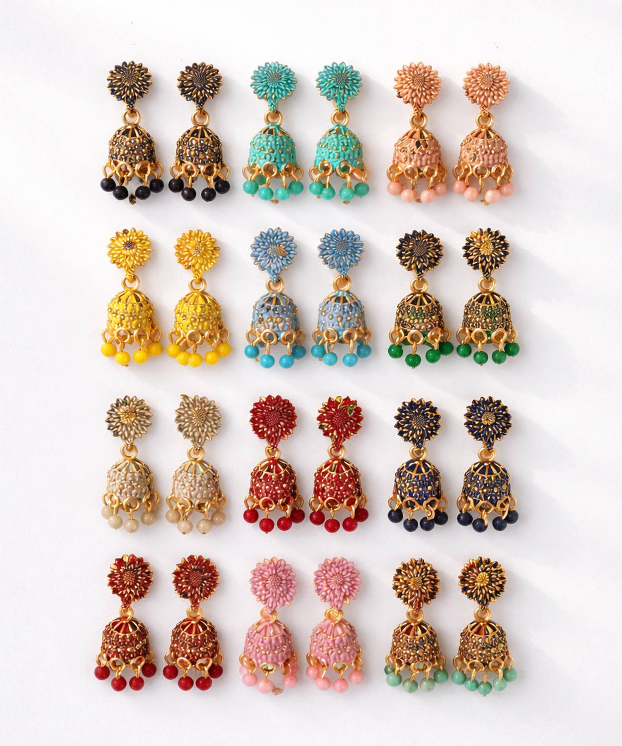 APR Creation Jhumki Earrings Combo Pack of 12 - Image 2