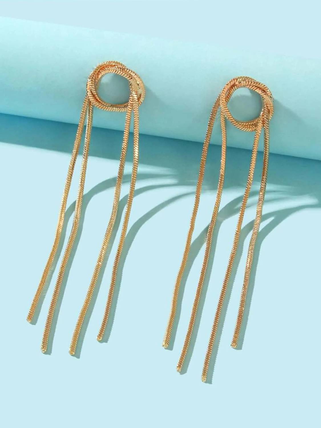 beyter Round Geometrical golden tassel High Fashion Korean earrings pair Stainless Steel Drops & Danglers