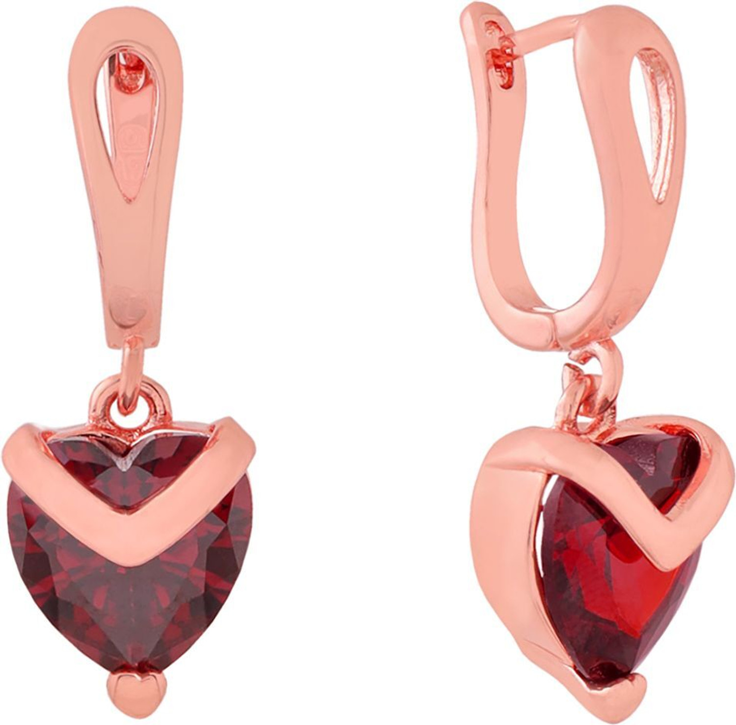 Image of YELLOW CHIMES Red Heart Austrian Crystal 18K Rose Gold Plated Brass Clip-on Earring