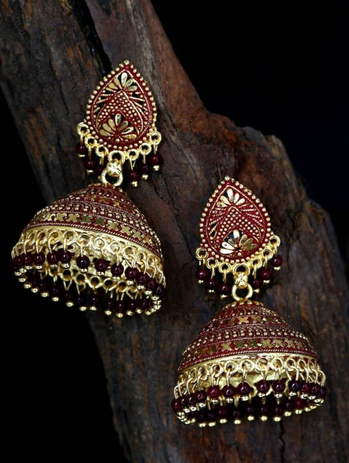 BHANA STYLE BHANA STYLE Classic Designed Gold Plated Enamelled Jhumka Earrings For Women And Girls Pearl Alloy Jhumki Earring