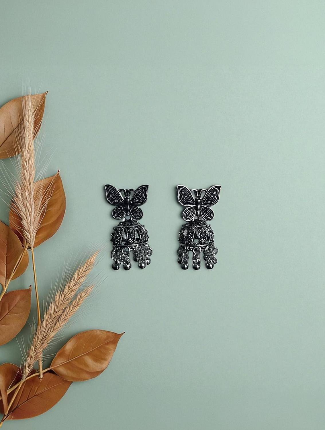 Artistic Bliss Trendy Oxidized Butterfly Jhumka Earrings for Women & Girls Alloy Jhumki Earring