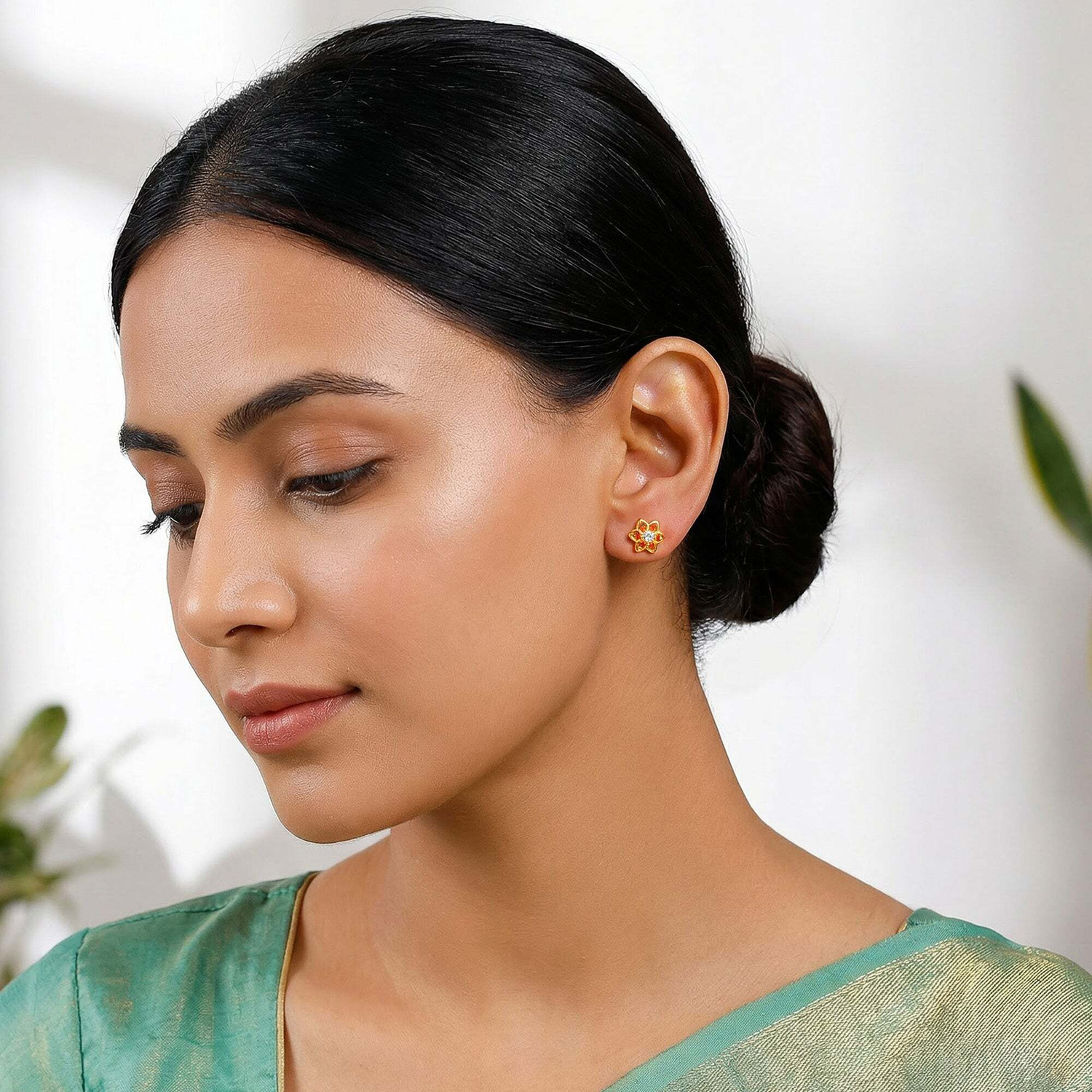 Image of GIVA Silver Golden Clio Earrings Zircon Sterling Silver Stud Earring