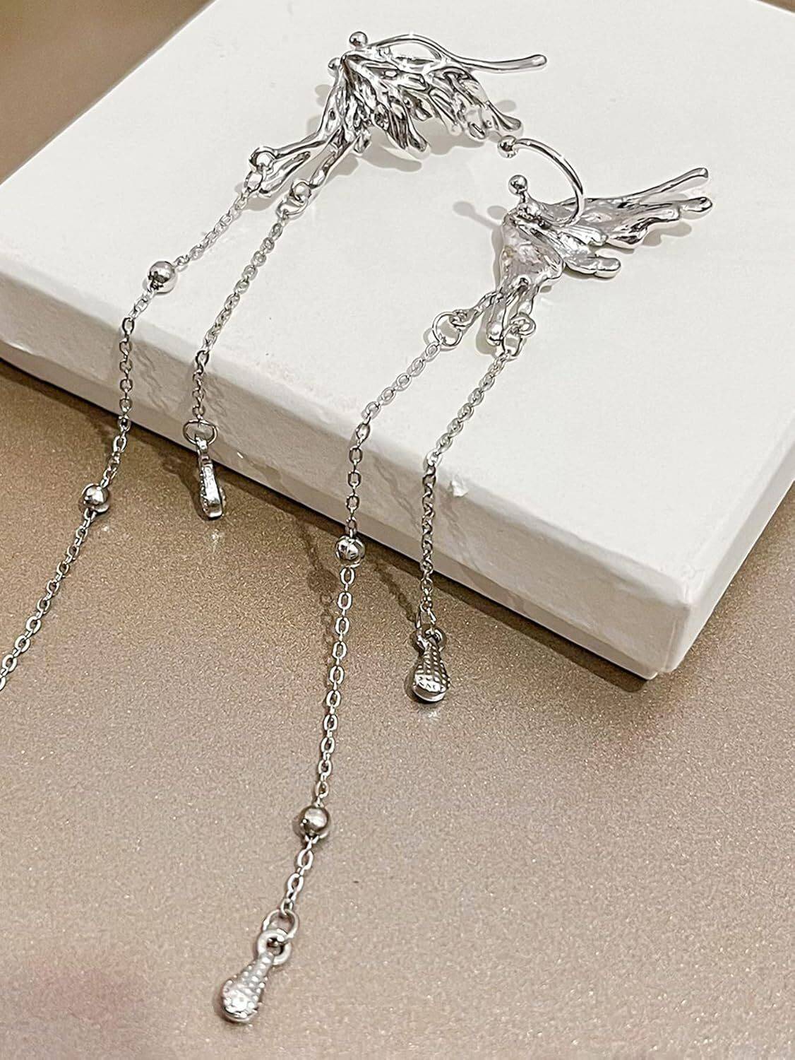 BLINKLOOK Korean Butterfly Ear Cuff Earrings – No Piercing Jewelry for Girls & Women Alloy Cuff Earring