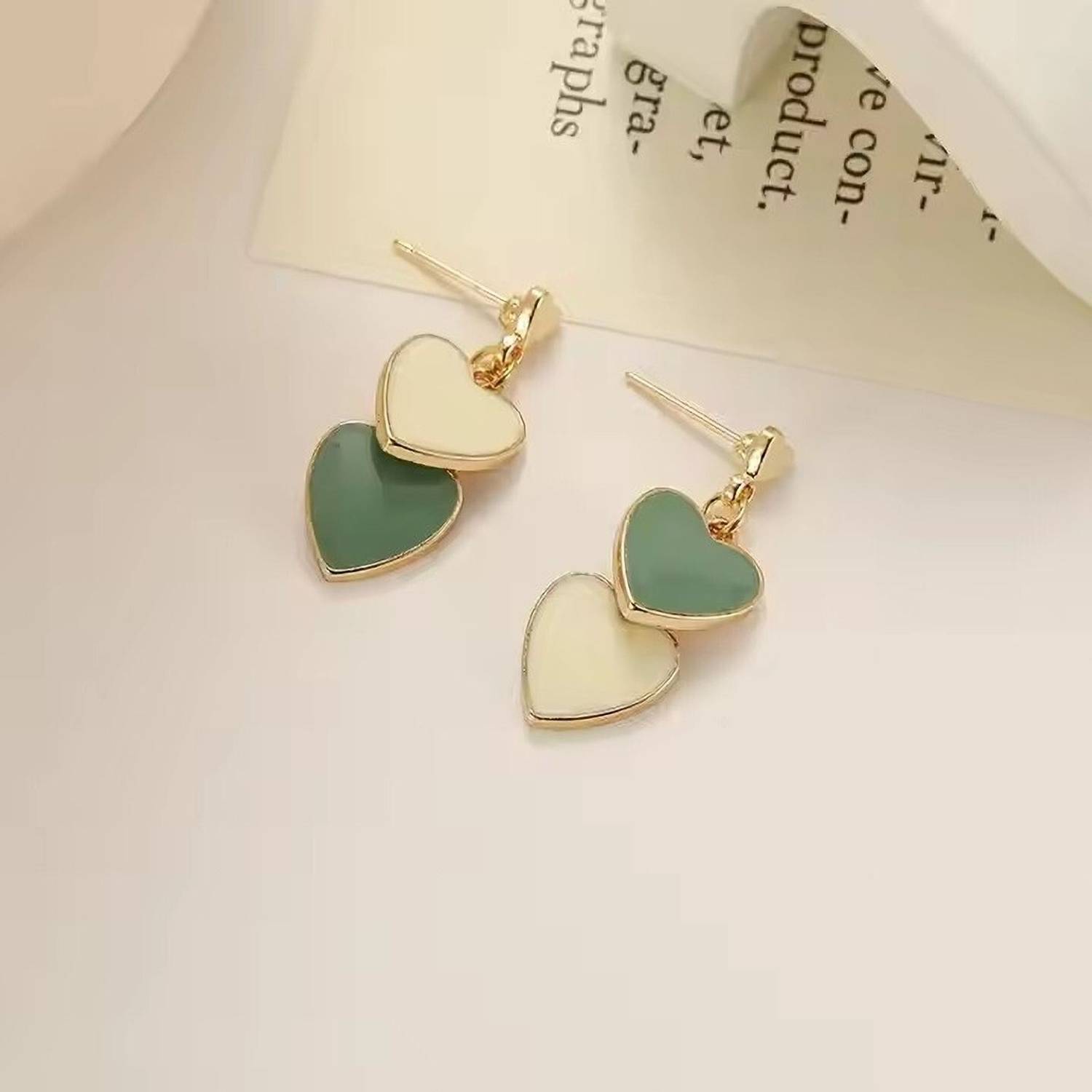 ADORNITY Double Heart Drop Earrings For Women Girls Jewellery Stainless Steel Drops & Danglers
