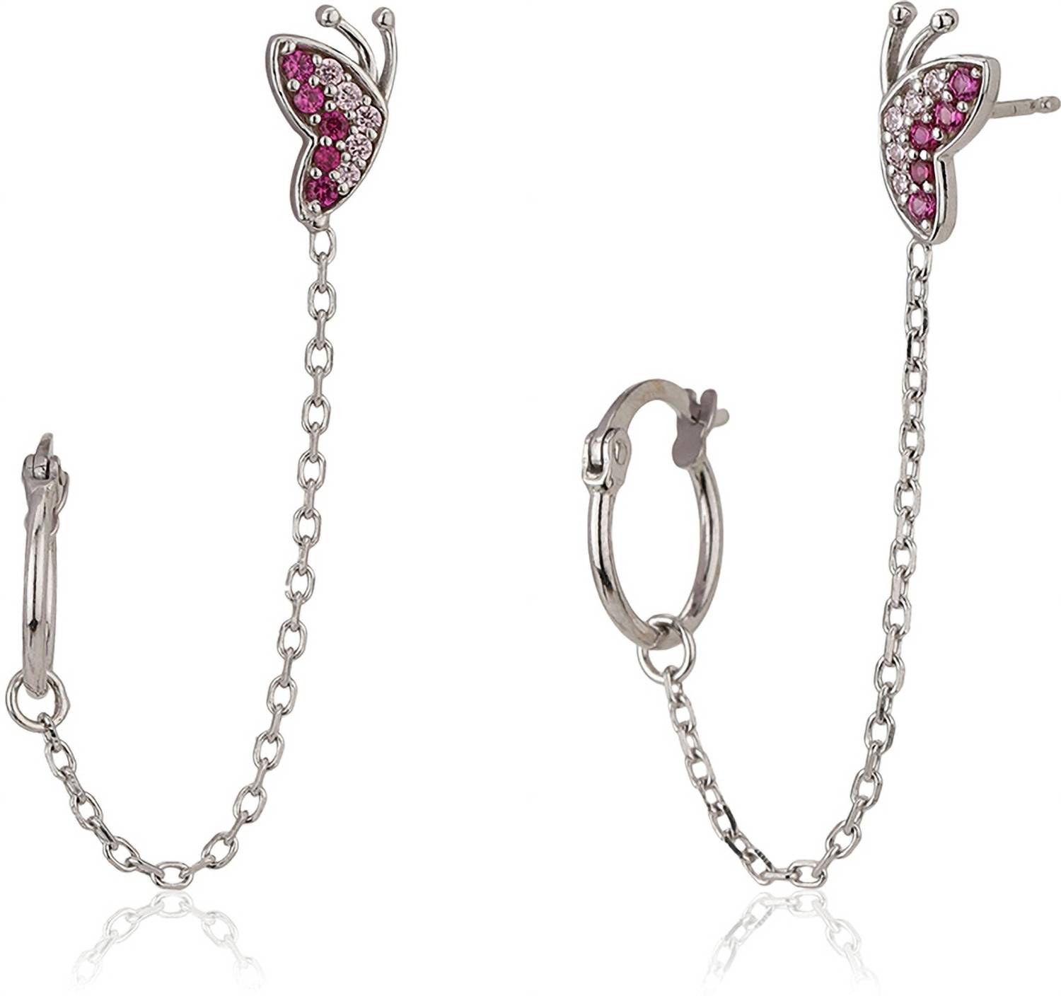 CARLTON Pink CZ Butterfly Stud Earring - Image 2