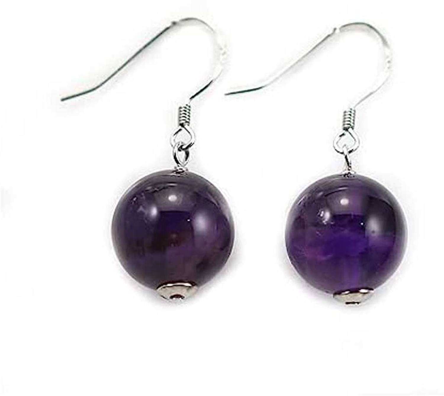 AIR9999 Natural aMETHYST Round Crystal Tops Jhumka Earring Ear Ring Amethyst Crystal Earring Set